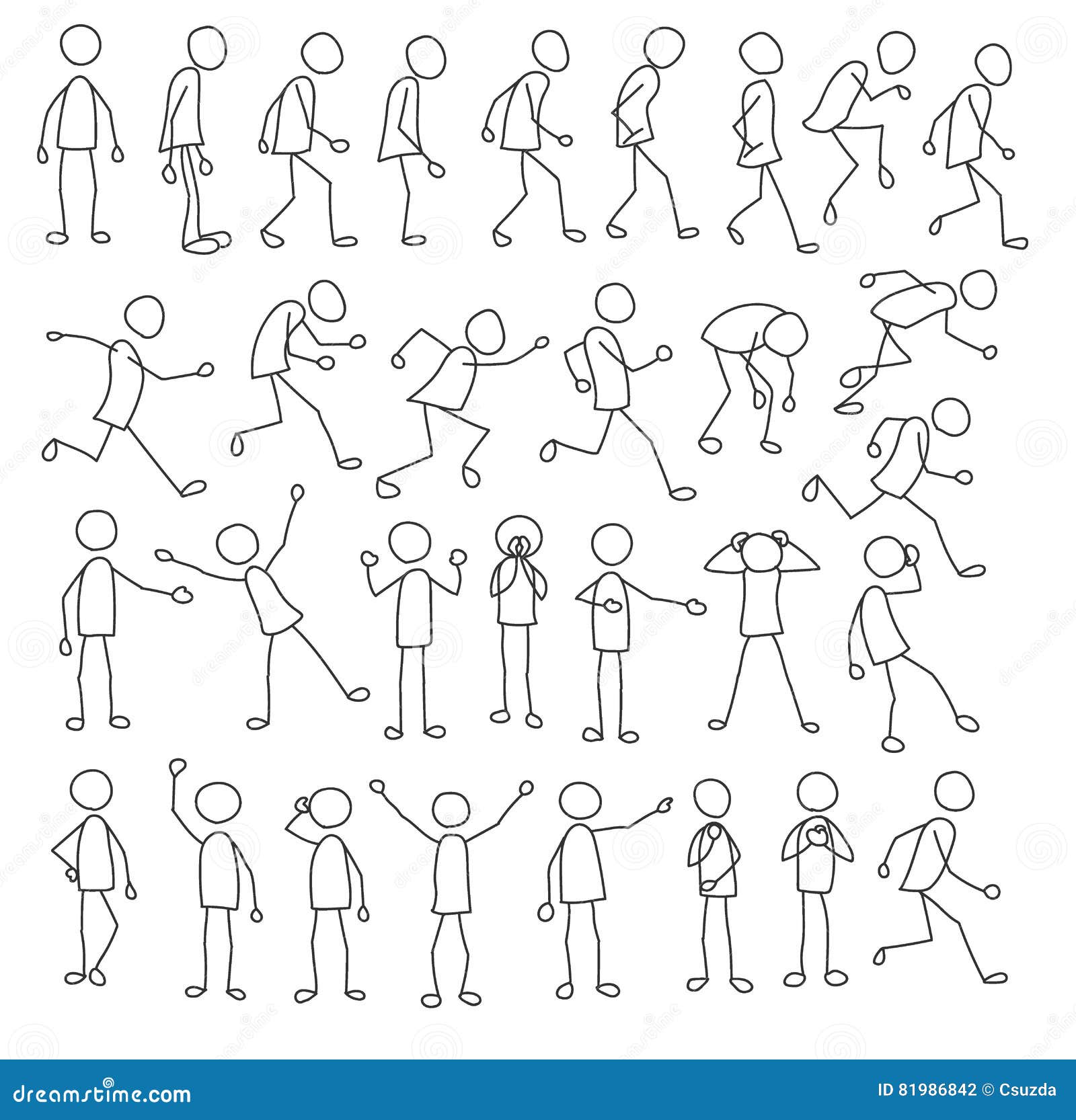 Premium Vector  Stick figure, man doodle drawing, isolated
