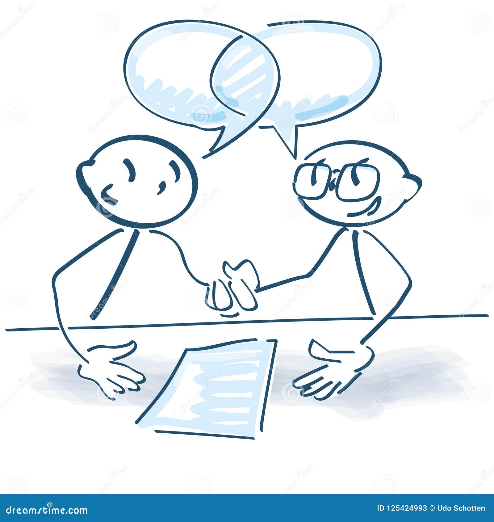 stick figures shaking hands after a consultation