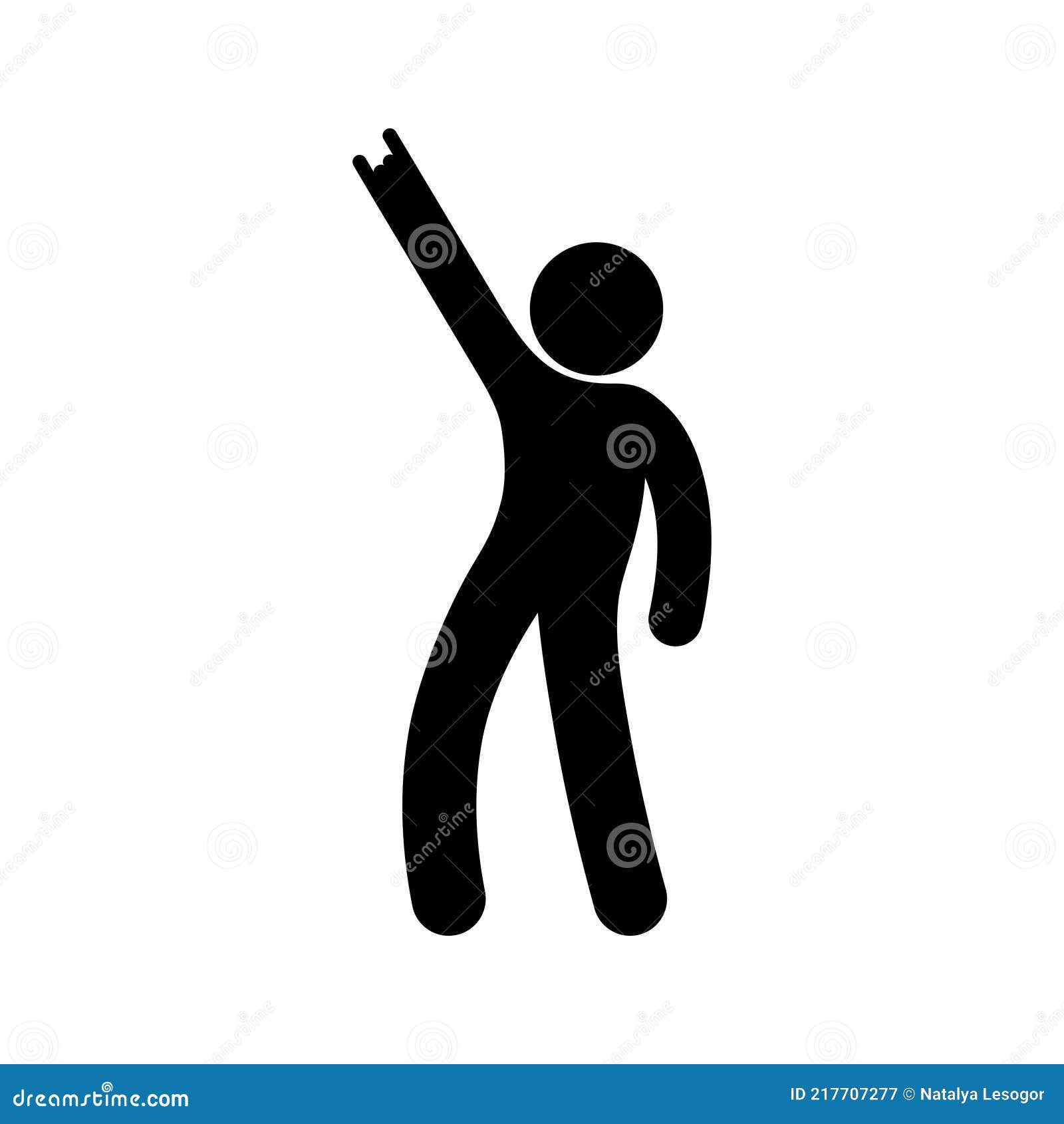Stick Icon Man Shows Goat Gesture, Hand Makes a Rock Symbol, Human  Silhouette Pictogram at a Rock Concert, Music Star Stock Vector -  Illustration of people, simple: 217707277
