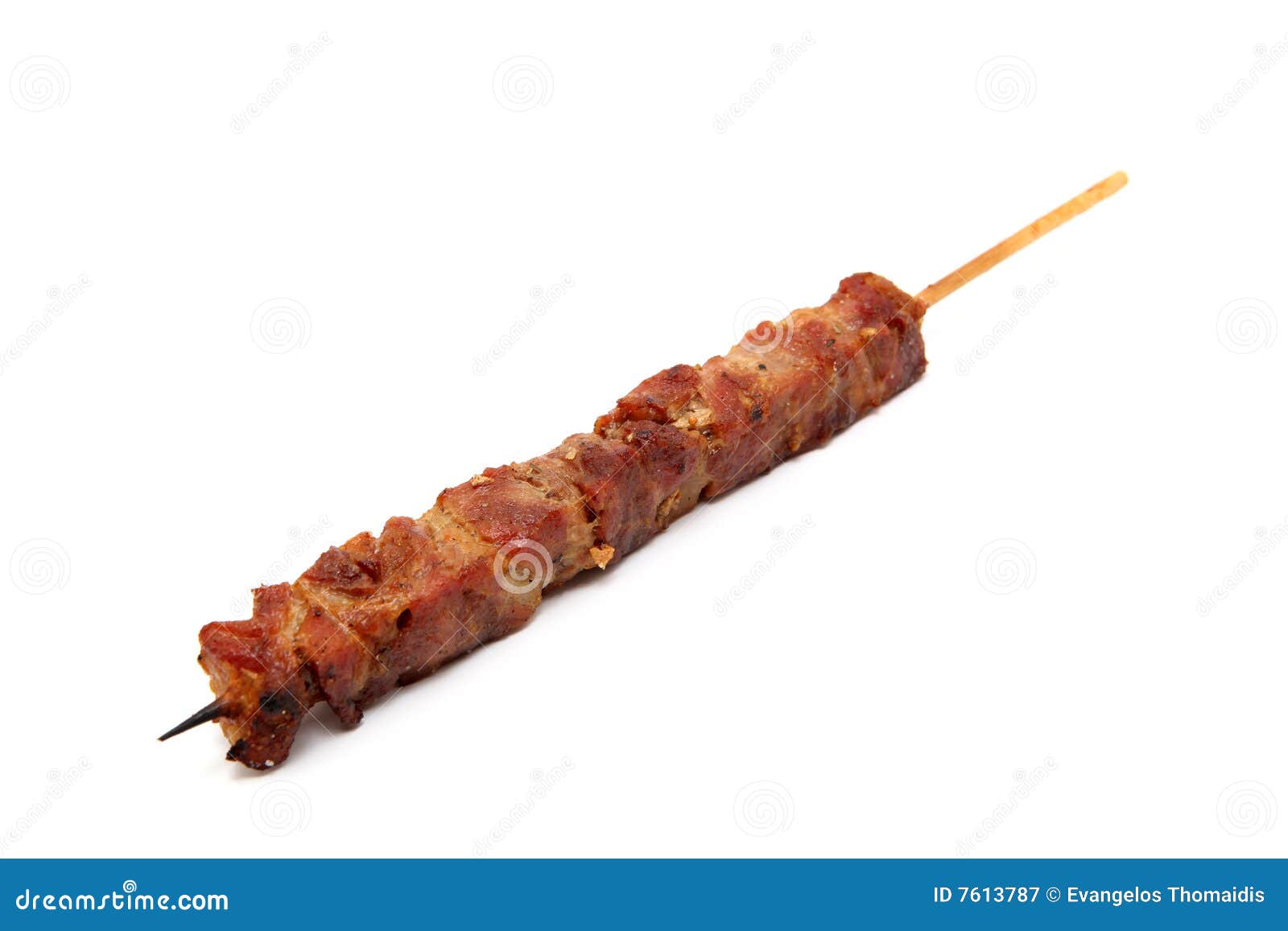 Stick of kebab stock image. Image of lunch, wooden, background 7613787