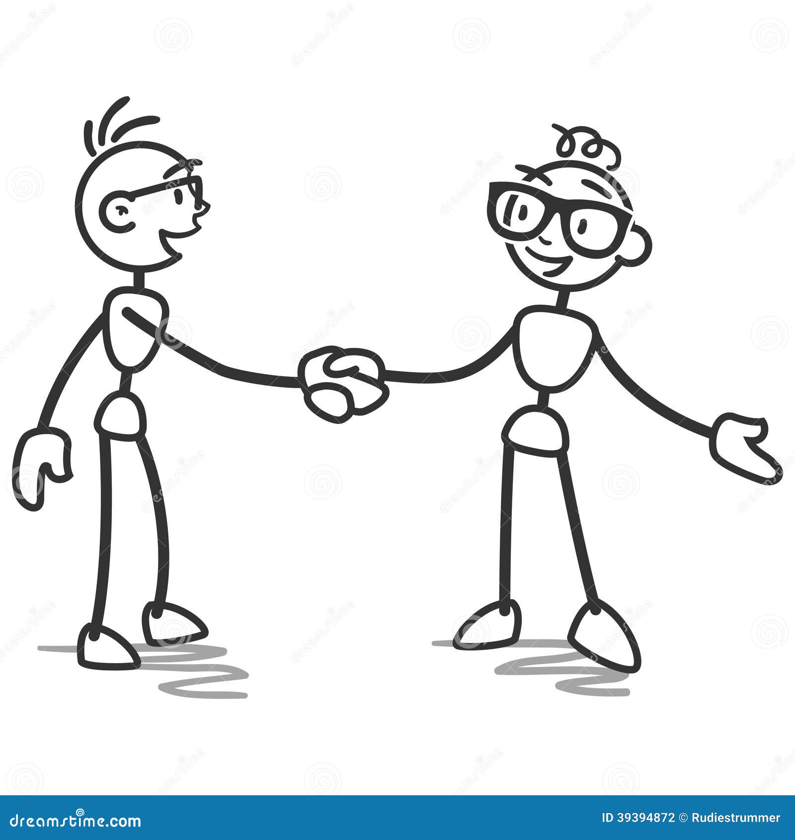 Stick Man Stick Figure Handshake Deal Stock Vector Illustration Of