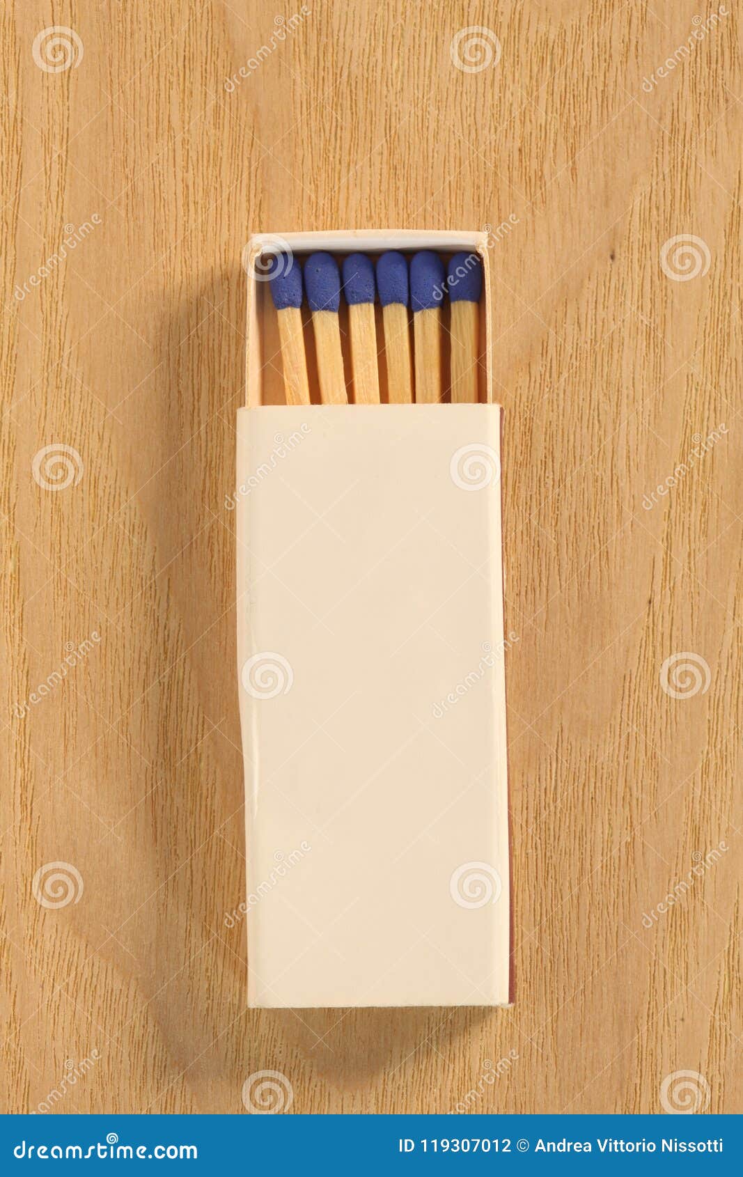 Stick Matches Open Box on a Wooden Table with Copy Space Stock Photo