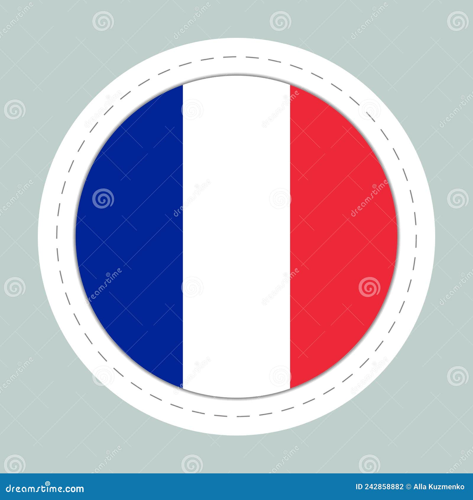 Round sticker. Illustration of flag of France