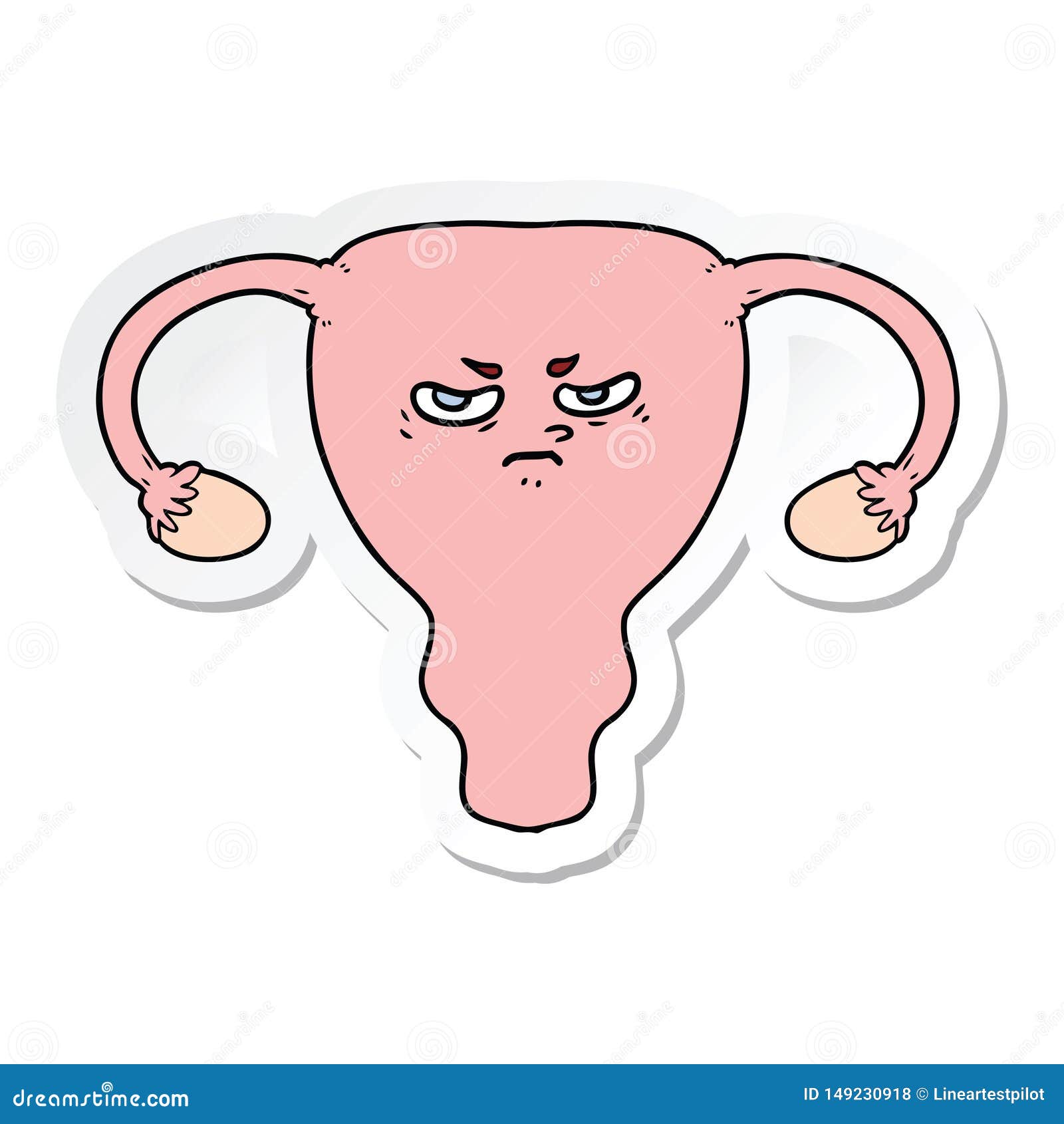 Sticker of a Cartoon Angry Uterus Stock Vector - Illustration of ...