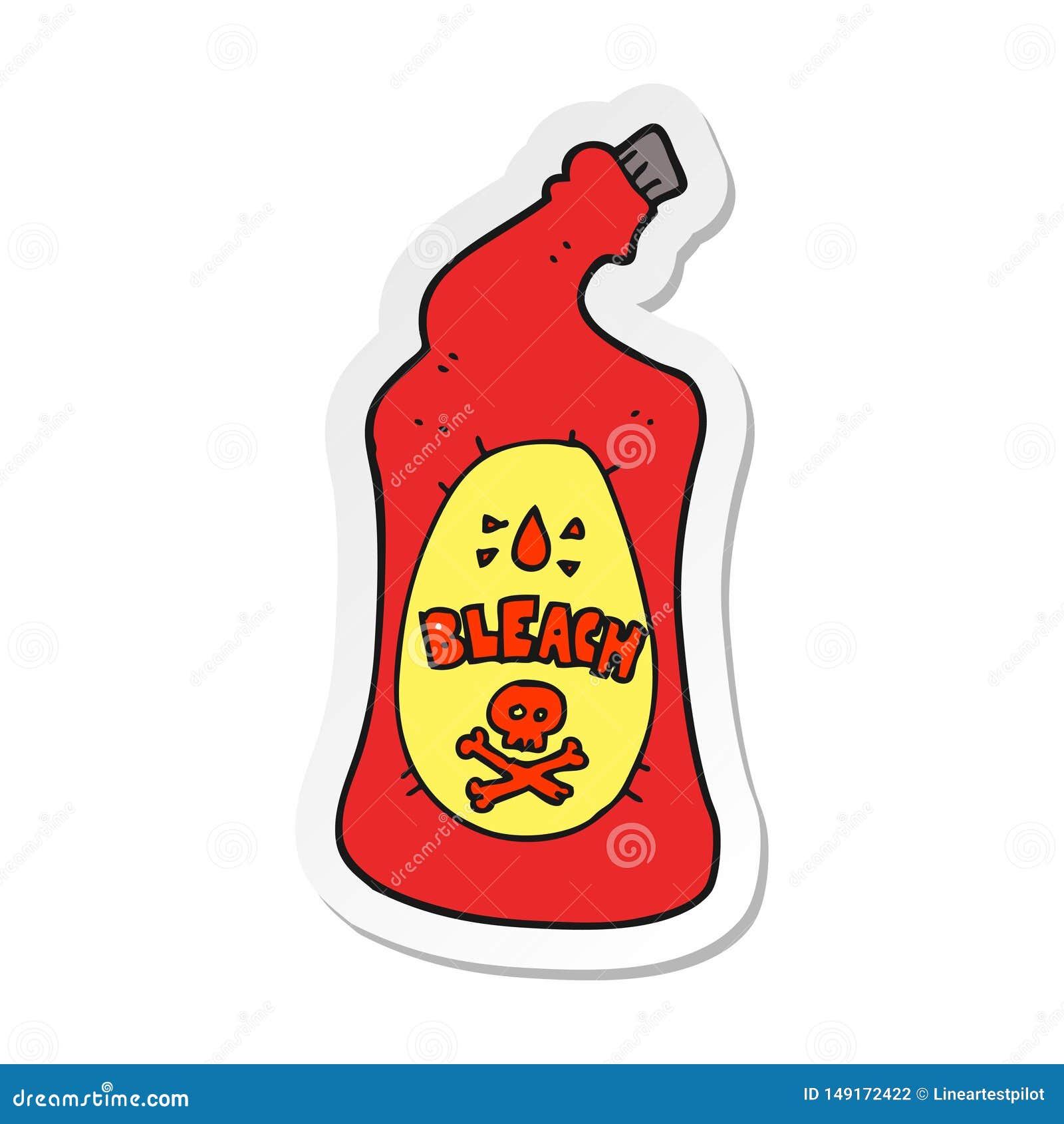 Sticker of a Cartoon Bleach Bottle Stock Vector Illustration of