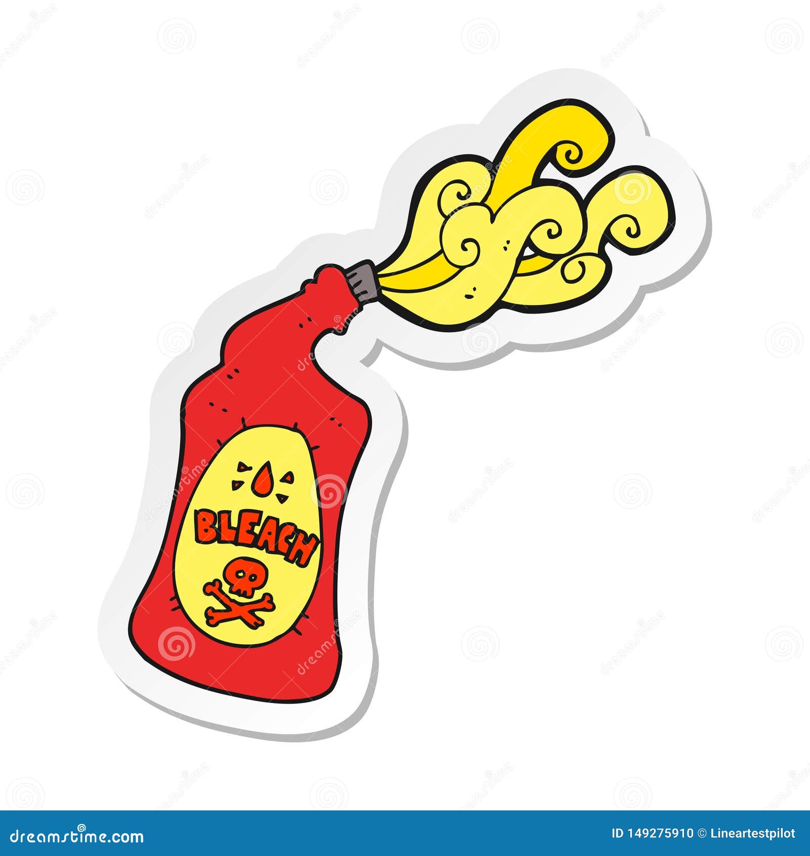 Sticker of a Cartoon Bleach Bottle Squirting Stock Vector