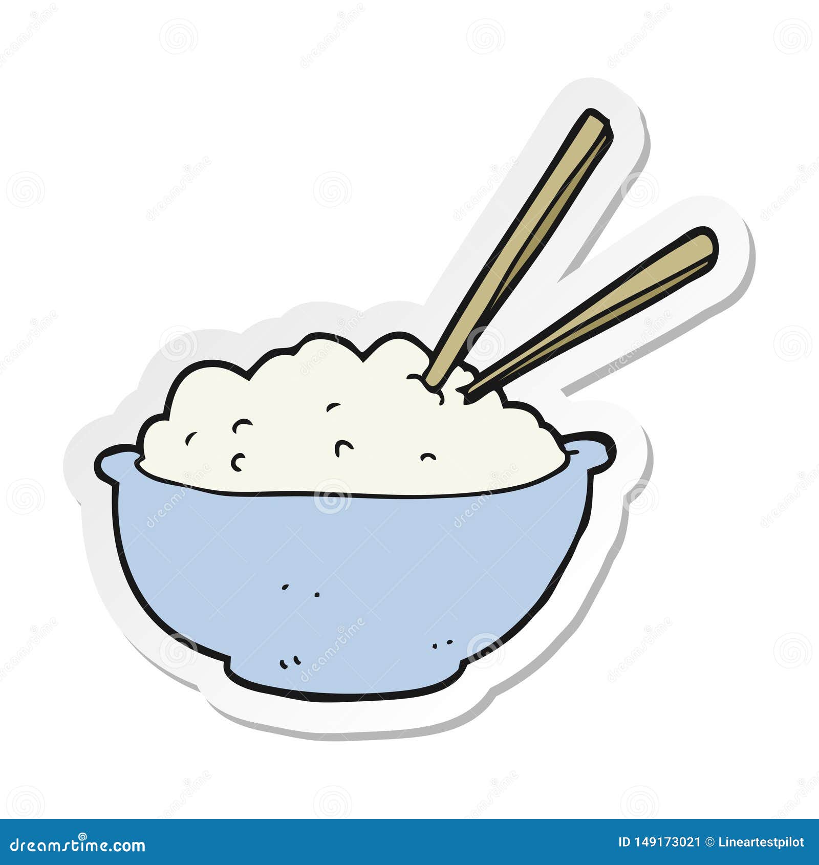Sticker of a Cartoon Bowl of Rice Stock Vector - Illustration of sticker,  sign: 149173021