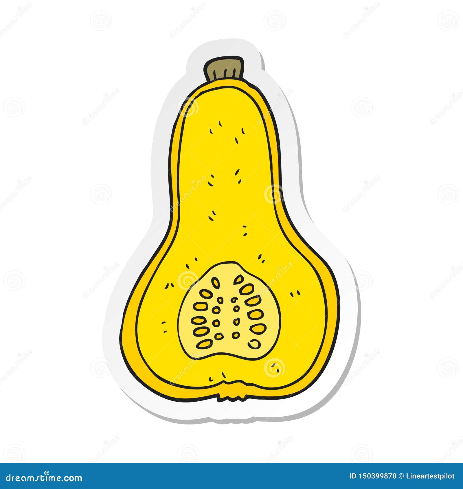 Sticker of a Cartoon Butternut Squash Stock Vector Illustration of