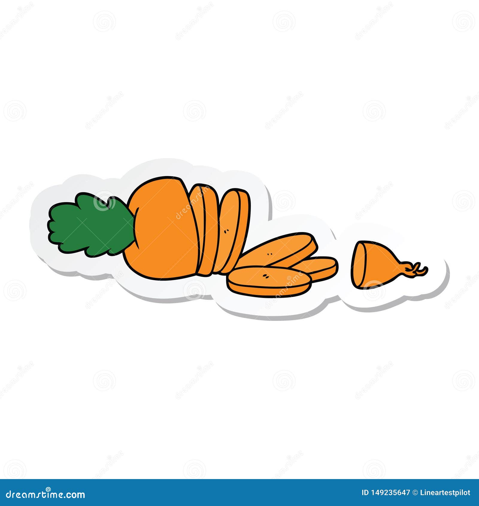 Sticker of a Cartoon Carrot Chopped Stock Vector Illustration of