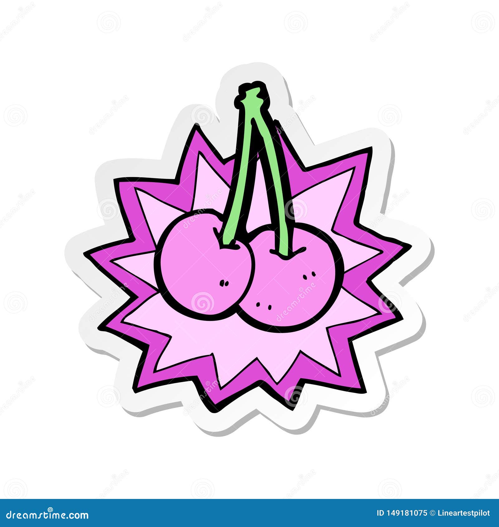 Sticker of a Cartoon Cherries Symbol Stock Vector Illustration of