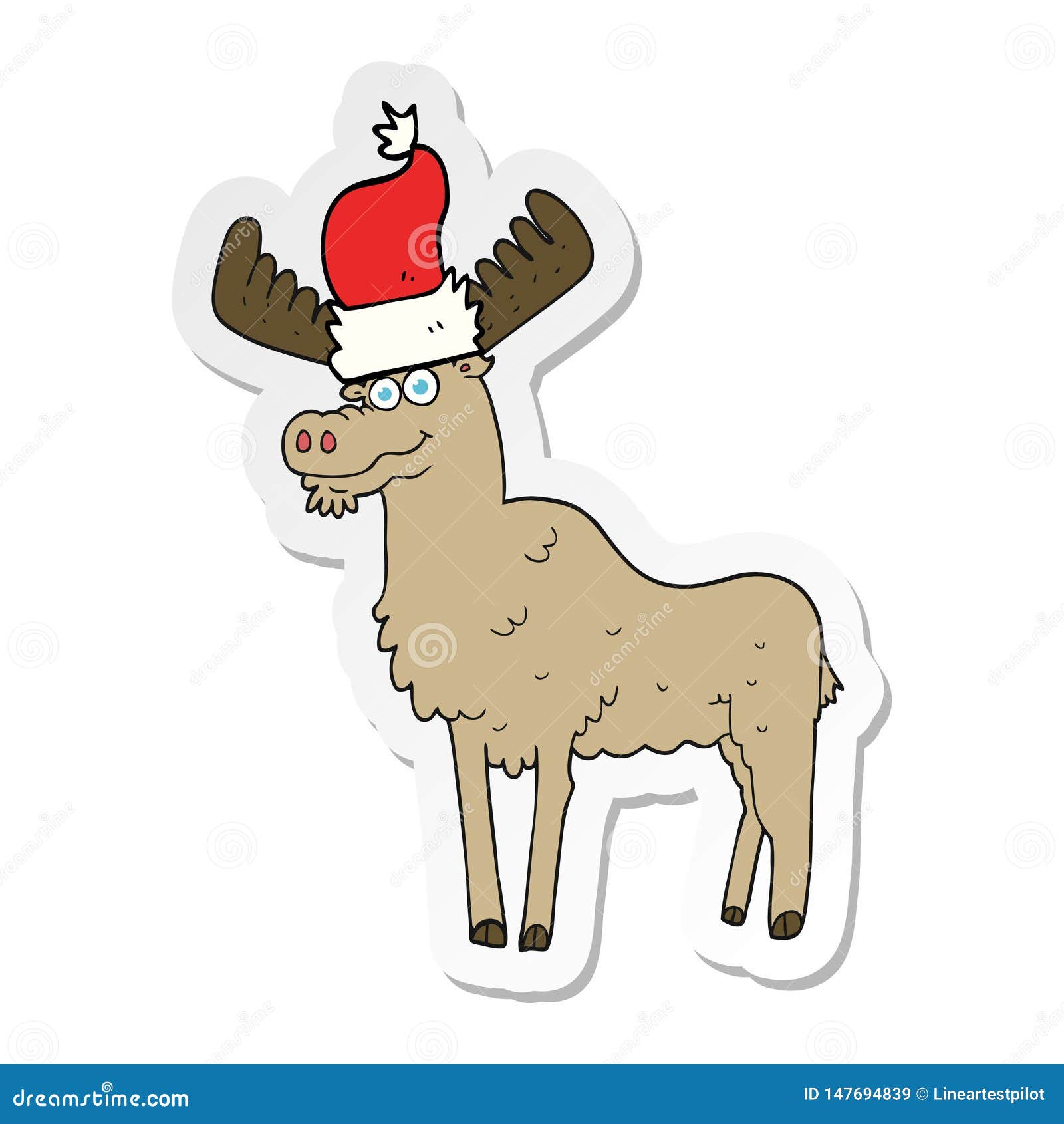 Download Sticker Of A Cartoon Christmas Moose Stock Vector ...