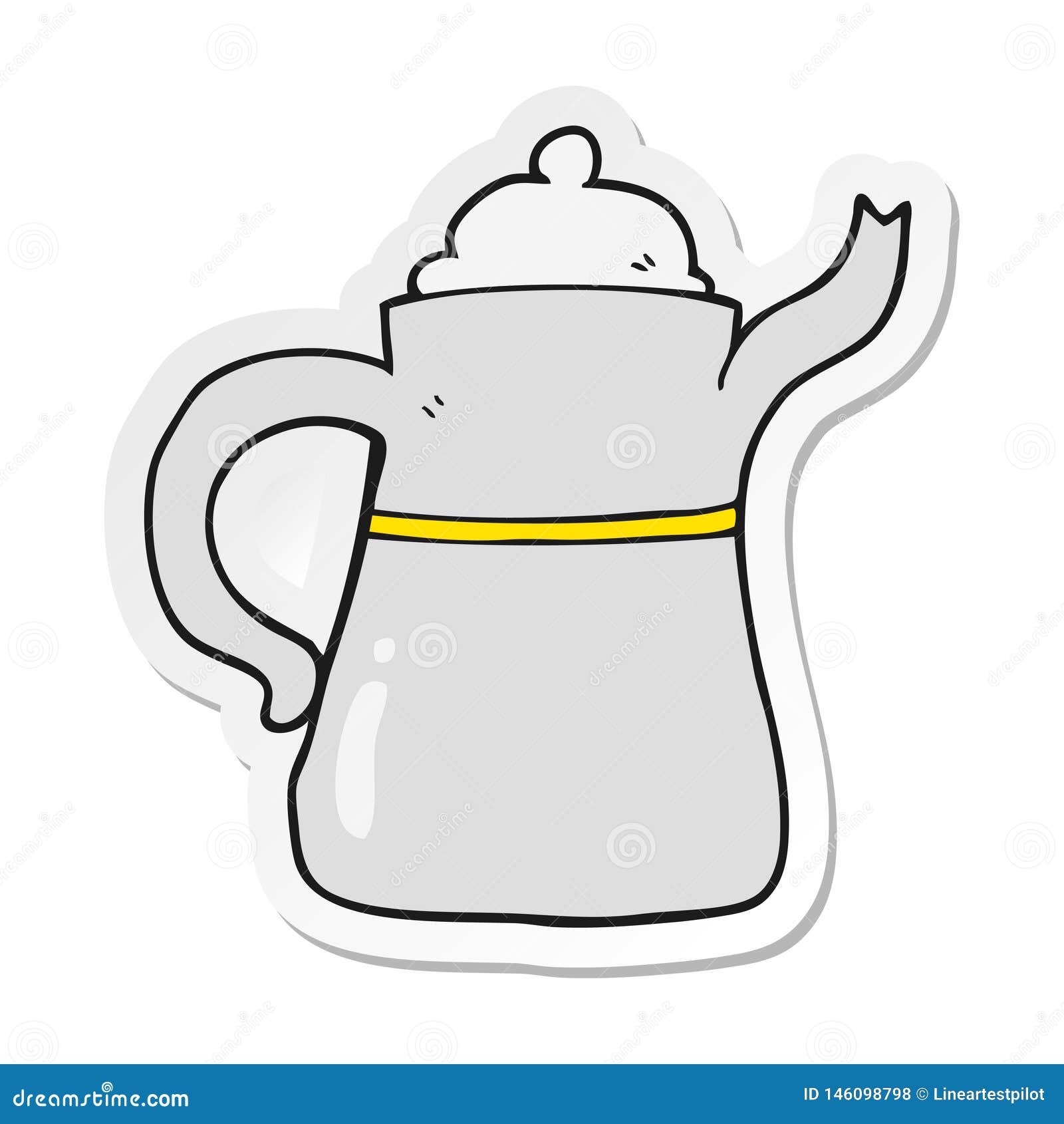 Sticker of a Cartoon Coffee Pot Stock Vector Illustration of cartoon