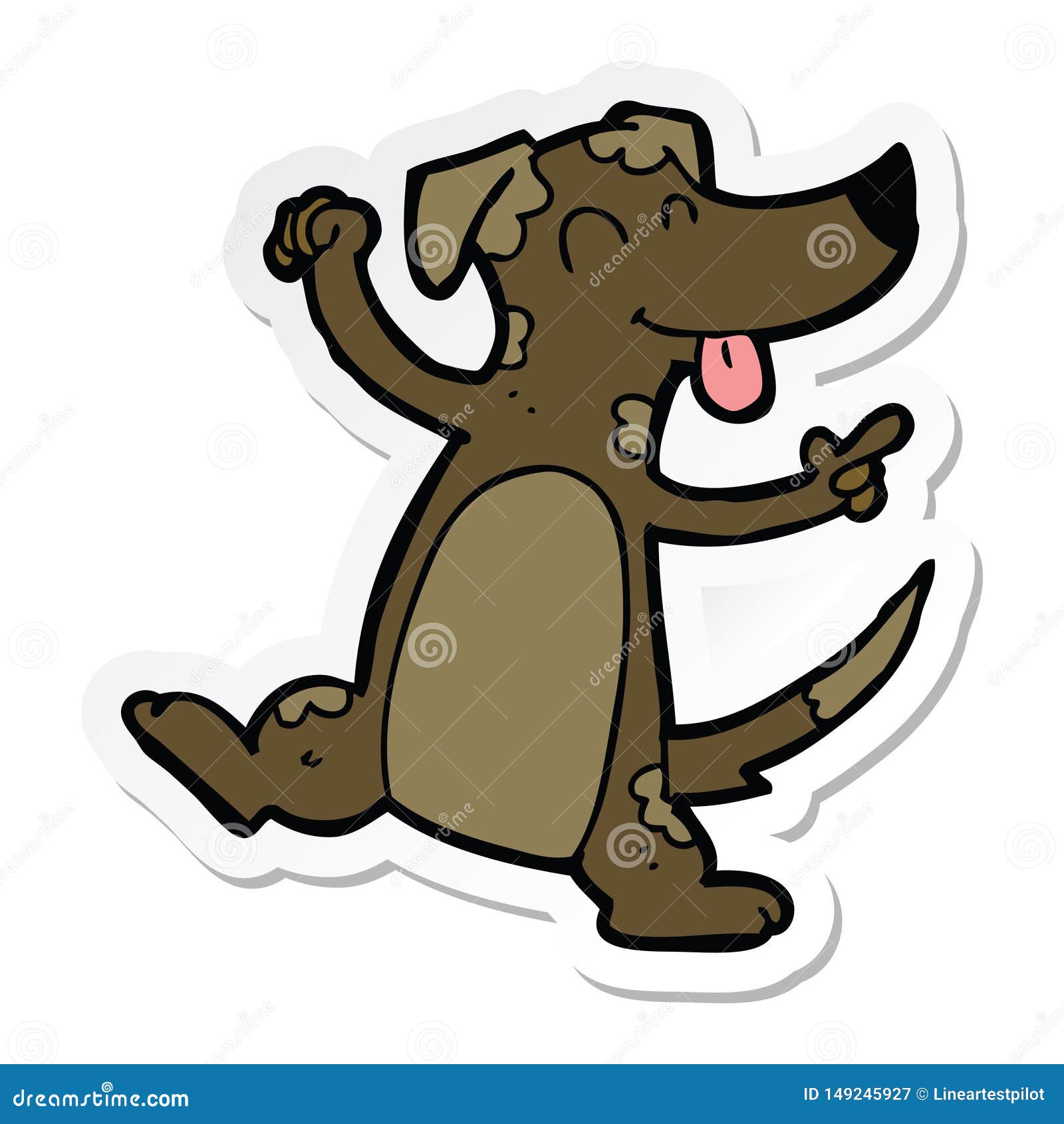 Sticker of a Cartoon Dancing Dog Stock Vector Illustration of drawing