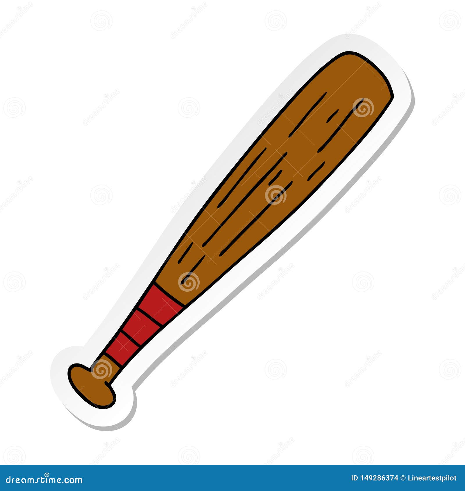 Sticker Cartoon Doodle of a Baseball Bat Stock Vector Illustration of