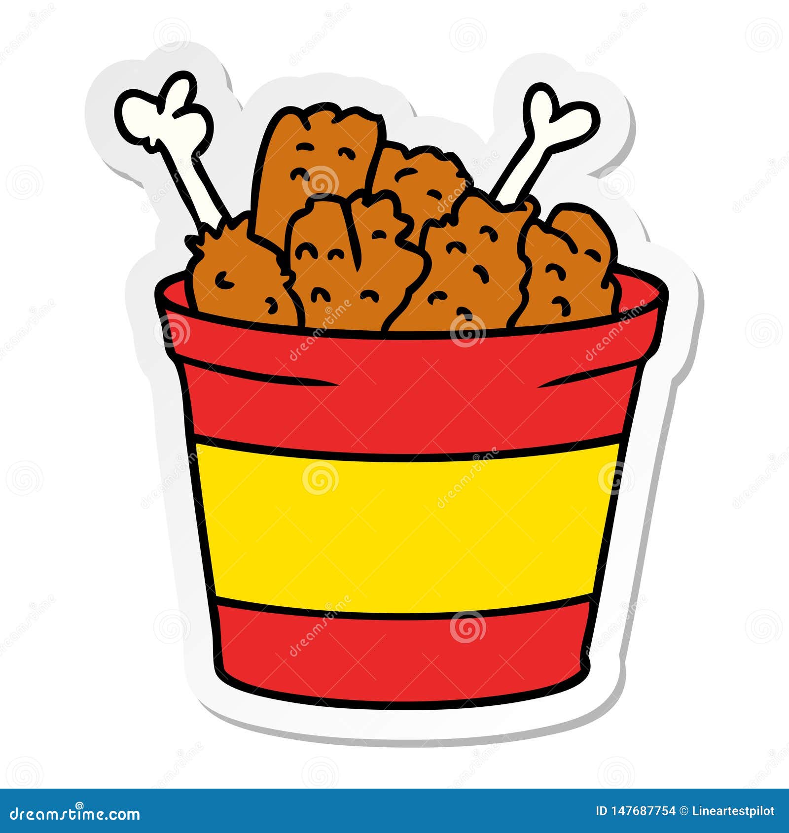 Sticker Cartoon Doodle Bucket of Fried Chicken Stock Vector - Illustration  of food, fastfood: 147687754