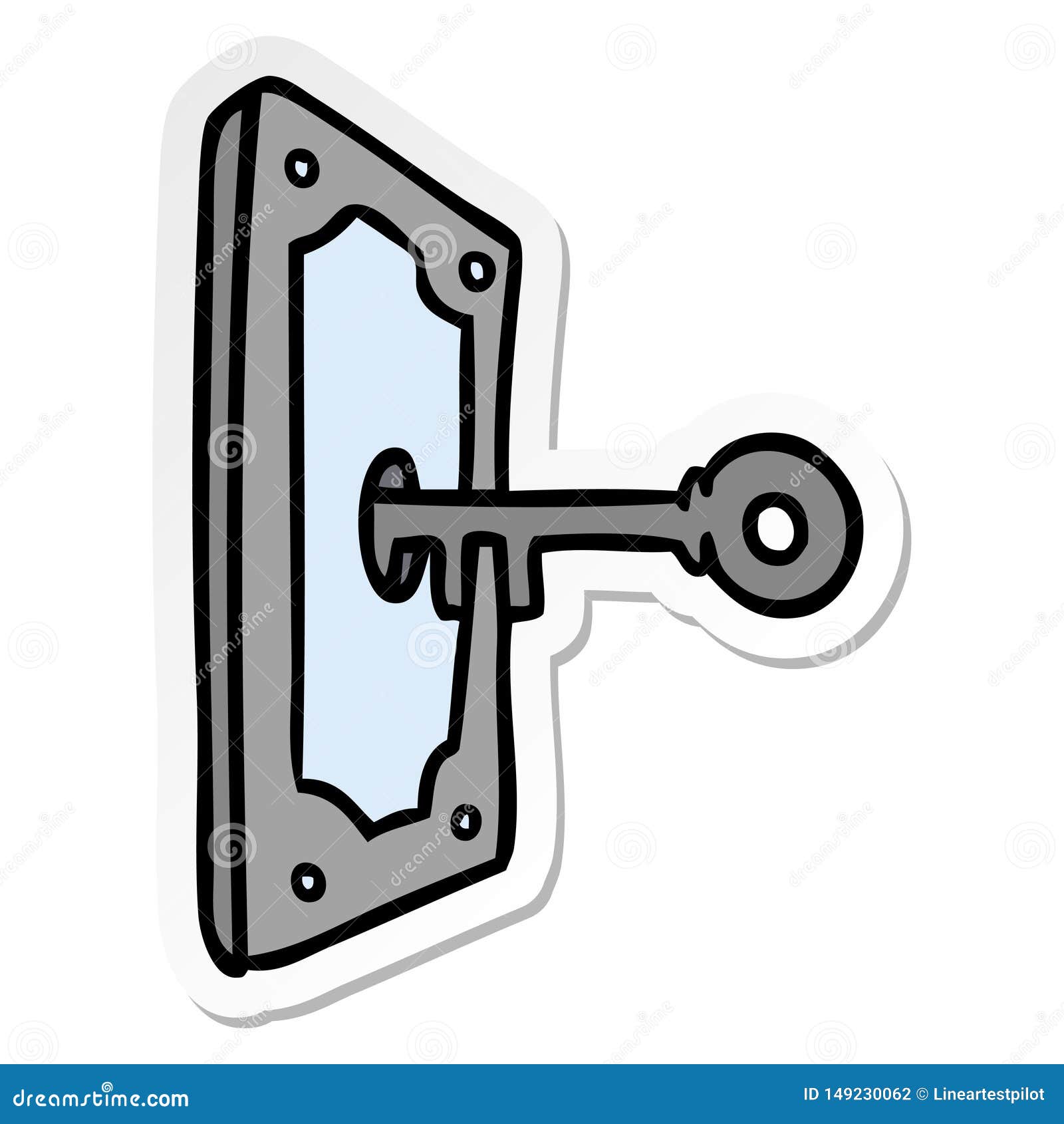 Sticker Cartoon Doodle of a Door Handle Stock Vector Illustration of