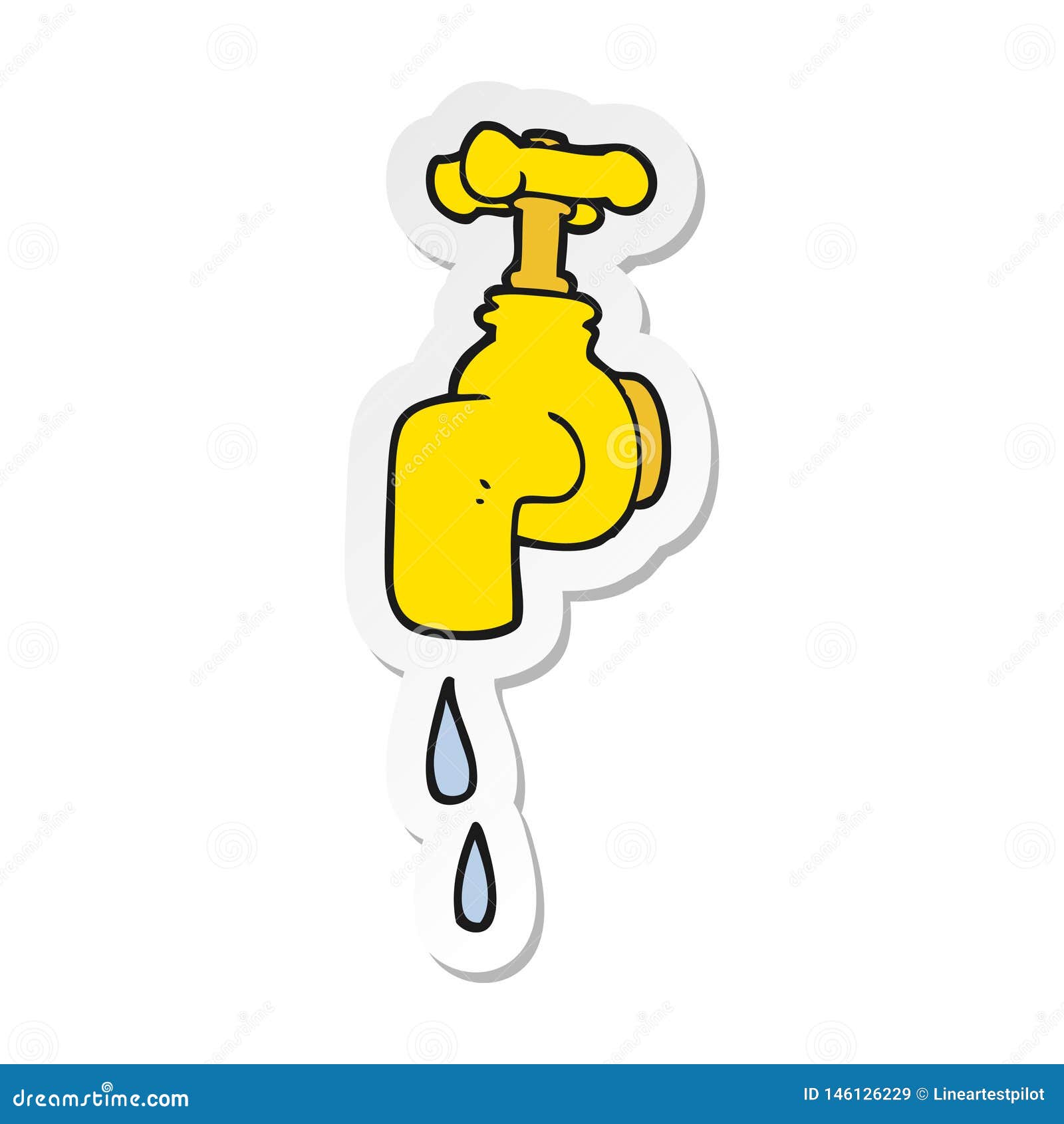 Sticker of a Cartoon Dripping Faucet Stock Vector - Illustration of hand,  objects: 146126229
