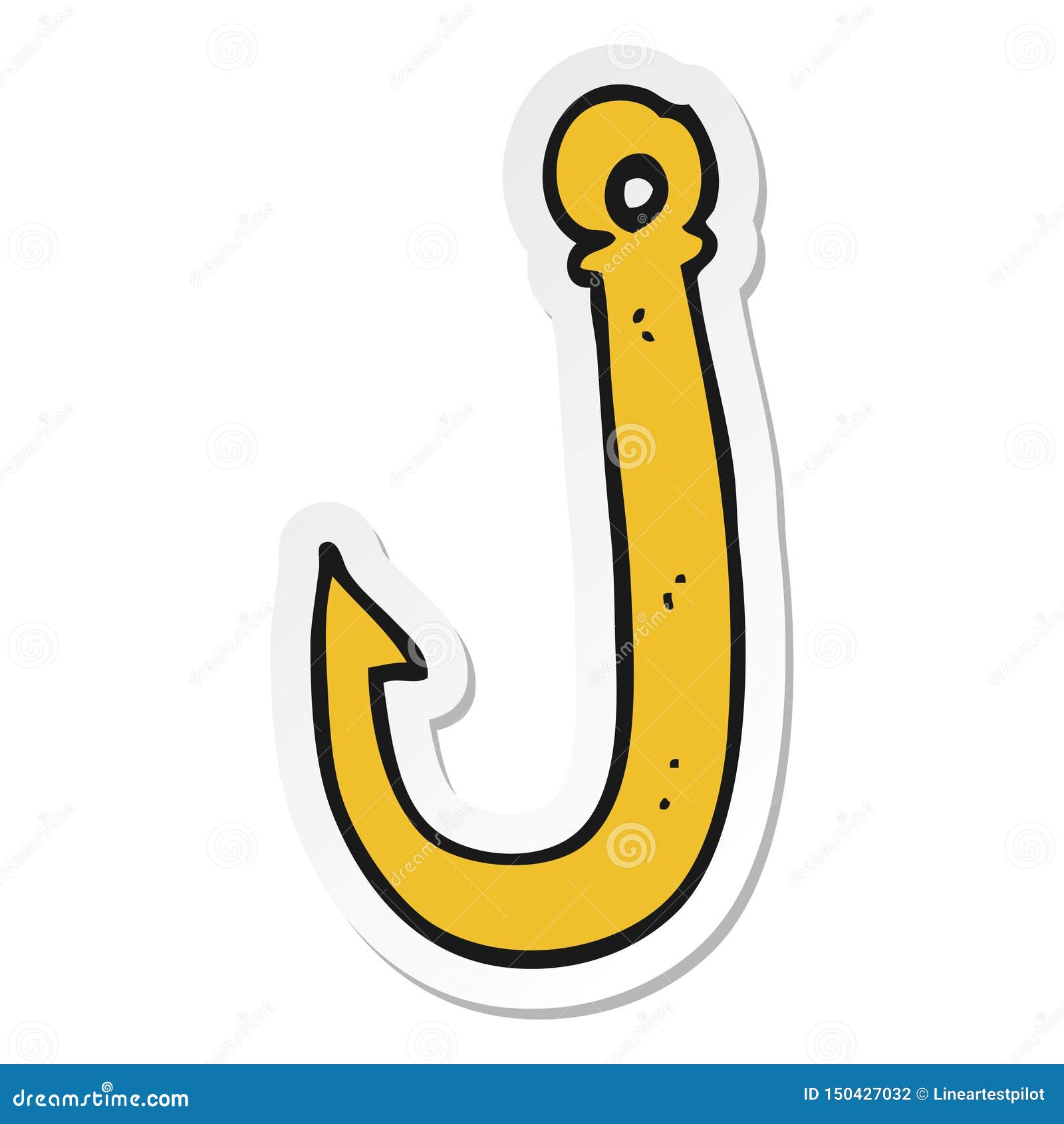 Sticker of a Cartoon Fish Hook Stock Vector - Illustration of cute, fish:  150427032