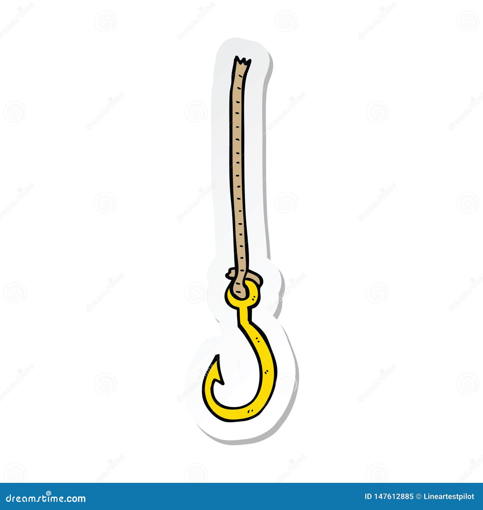 Sticker of a Cartoon Fish Hook Stock Vector Illustration of retro, cute 147612885