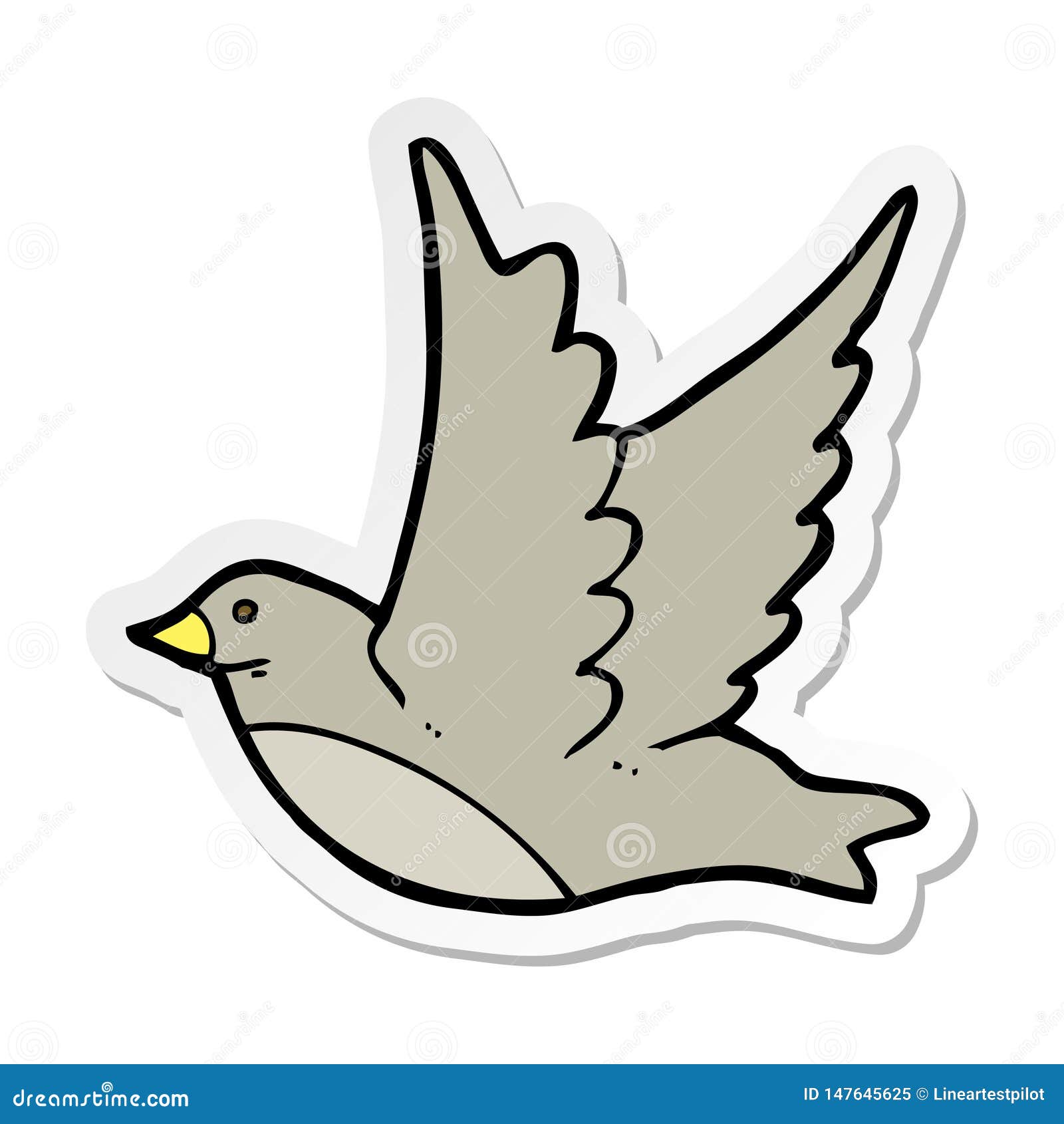 Sticker of a Cartoon Flying Bird Stock Vector - Illustration of simple,  happy: 147645625
