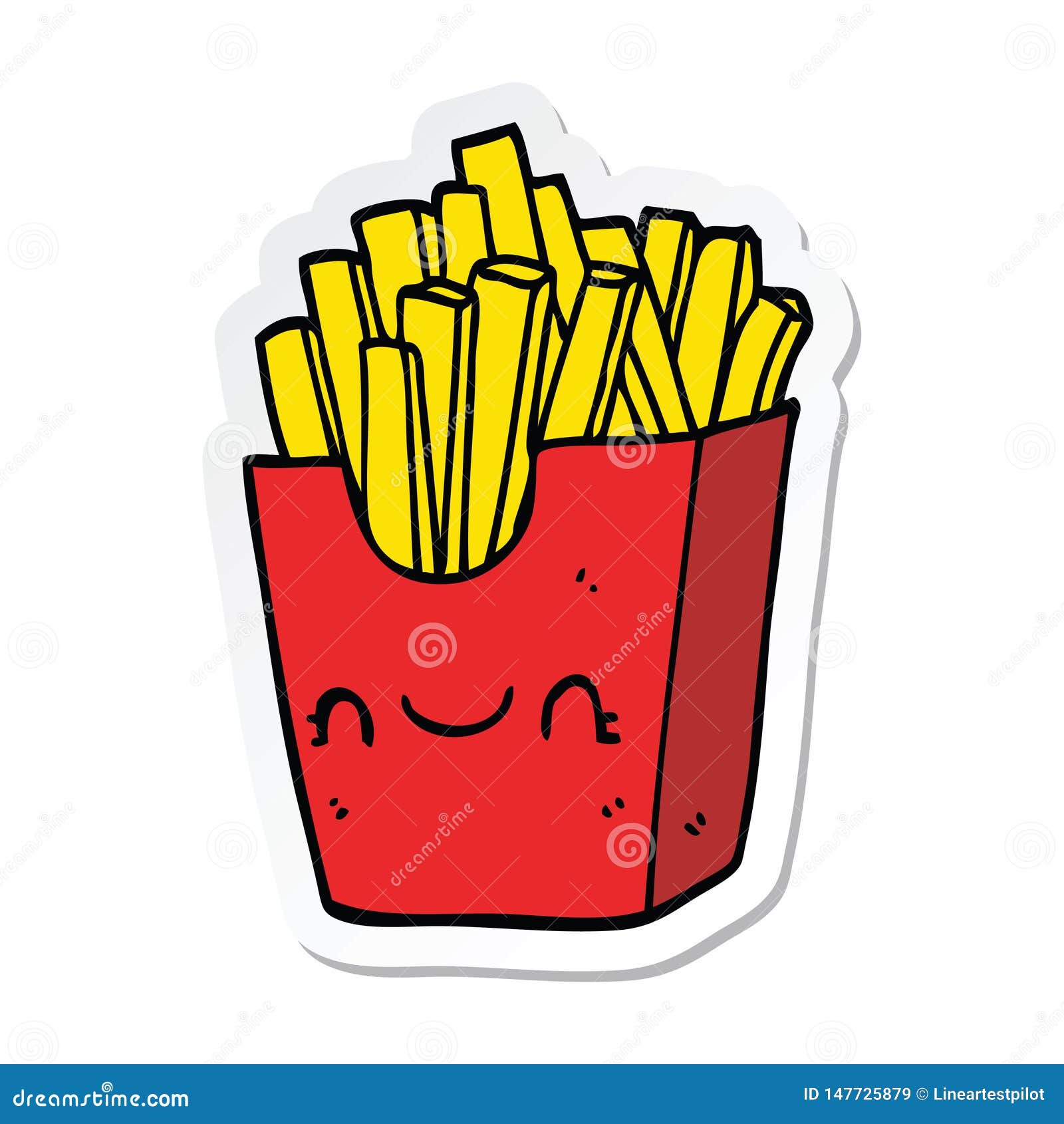 Sticker of a Cartoon Fries in Box Stock Vector - Illustration of takeout,  stick: 147725879
