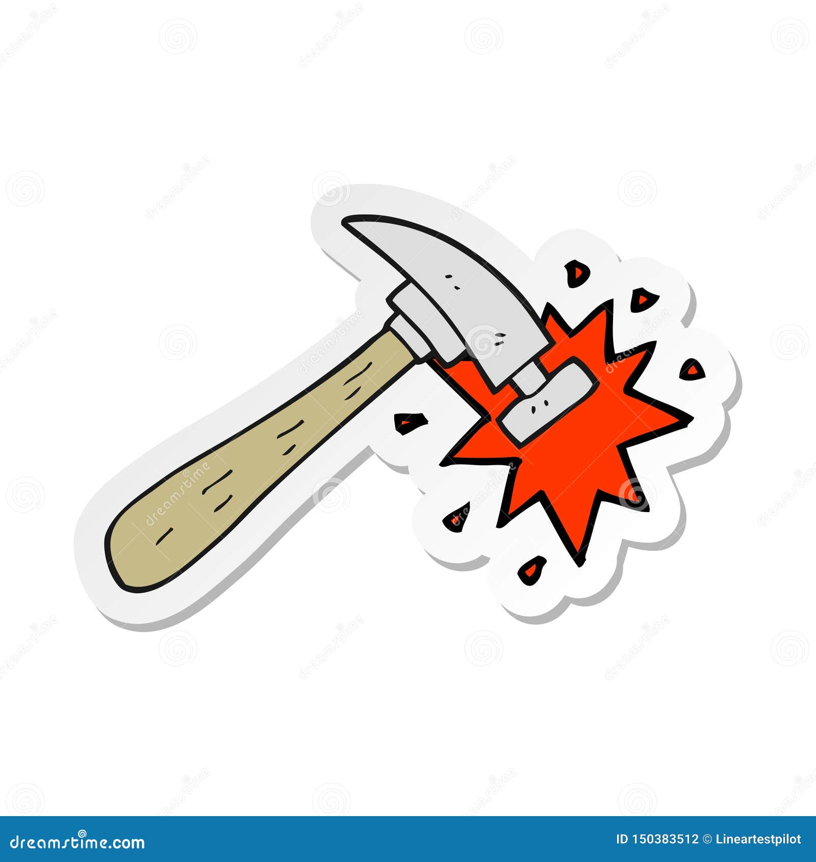 Sticker of a Cartoon Hammer Stock Vector Illustration of sign