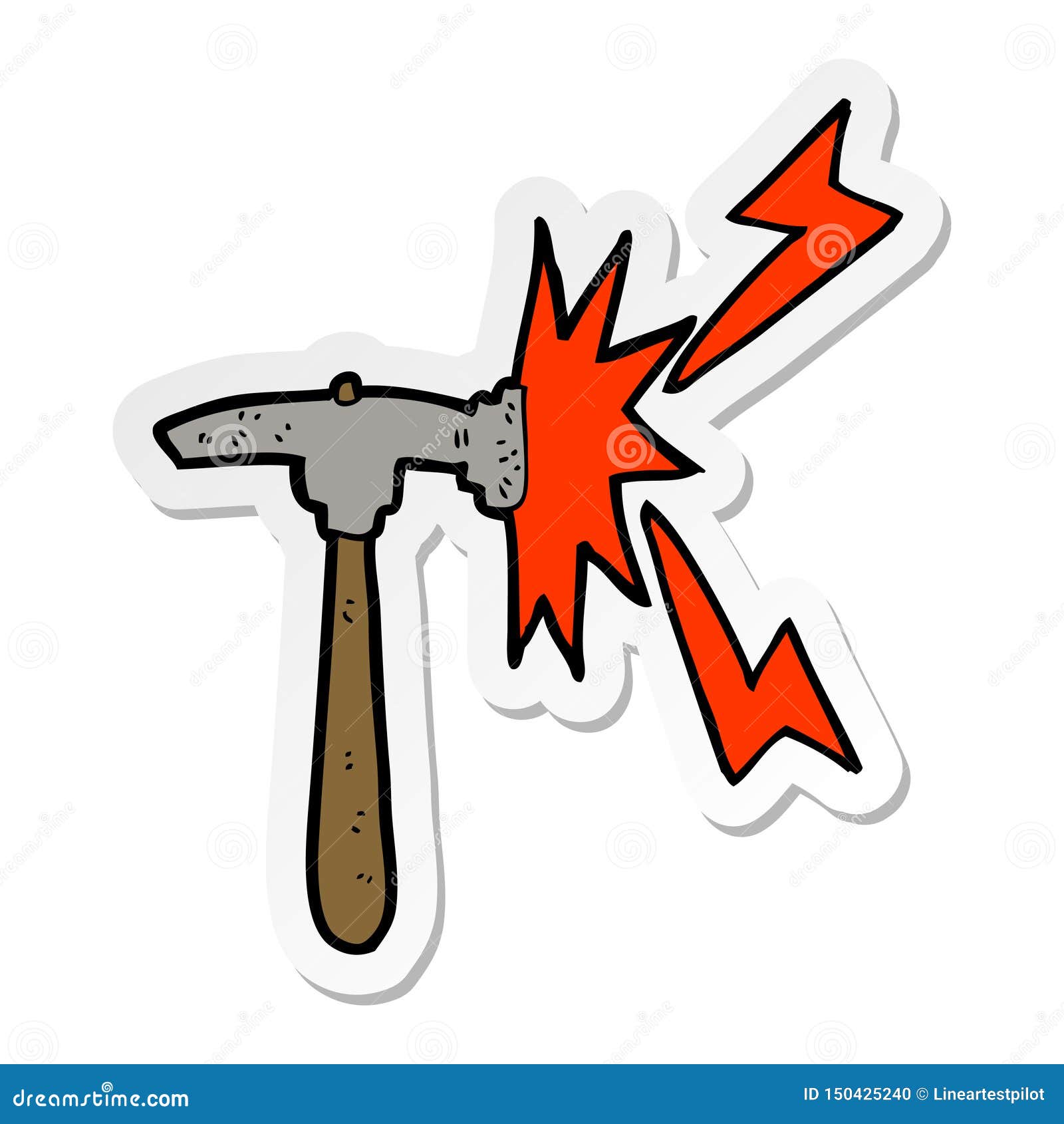 Sticker of a Cartoon Hammer Stock Vector Illustration of retro, icon