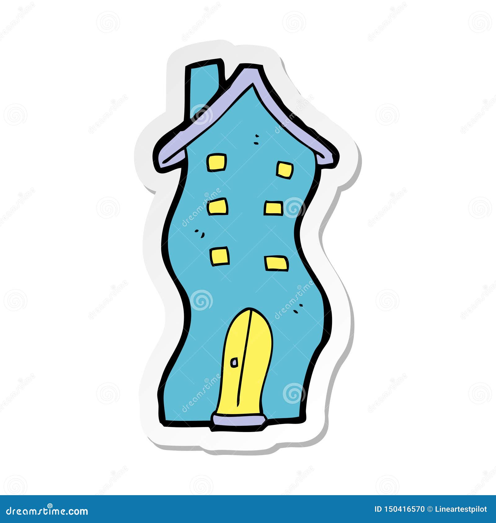 Sticker of a Cartoon House Doodle Stock Vector Illustration of icon