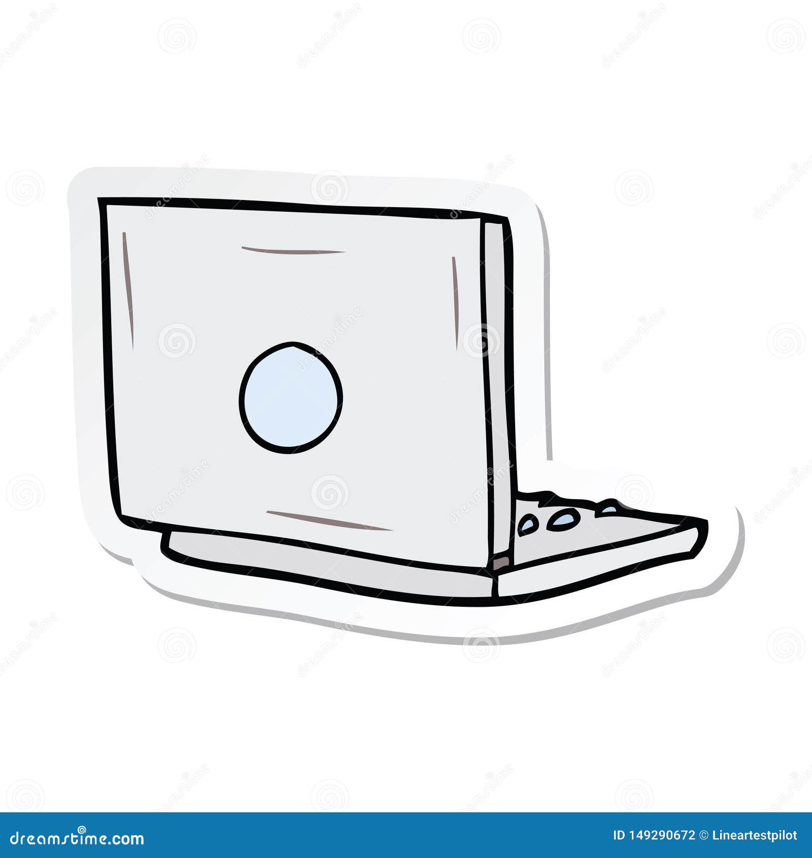 Sticker of a Cartoon Laptop Computer Stock Vector Illustration of