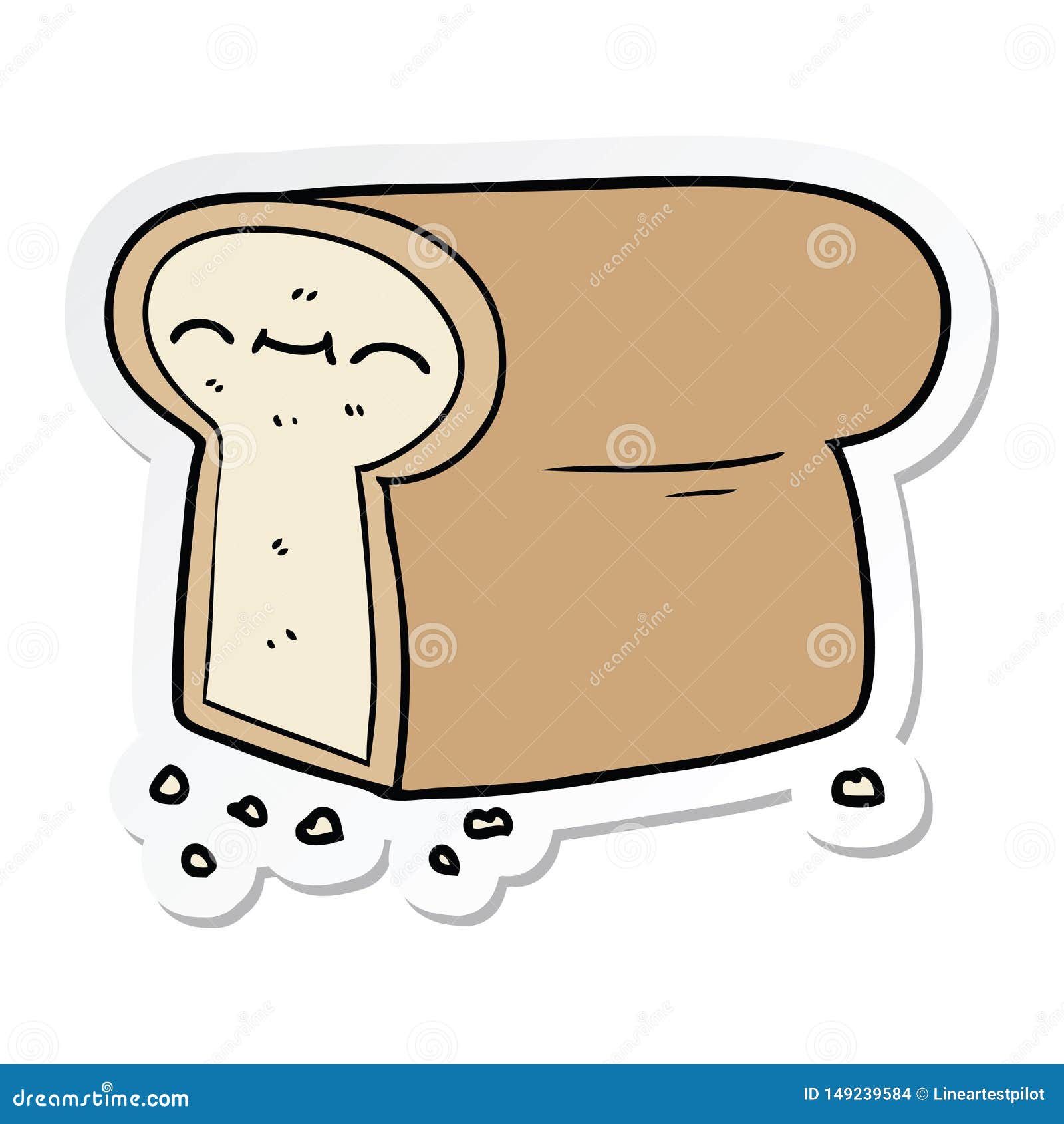 Sticker of a Cartoon Loaf of Bread Stock Vector Illustration of