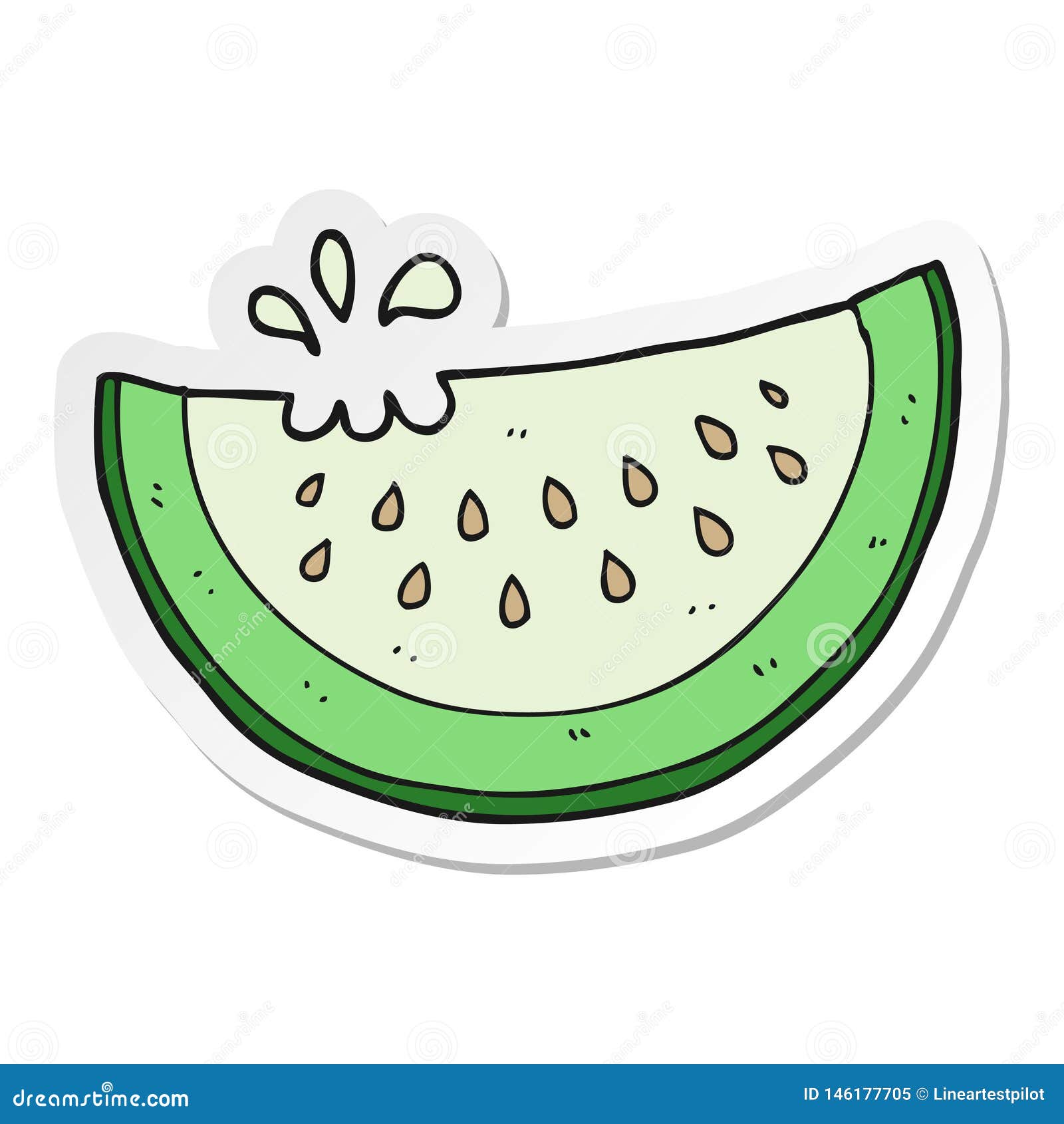 Sticker of a Cartoon Melon Slice Stock Vector Illustration of