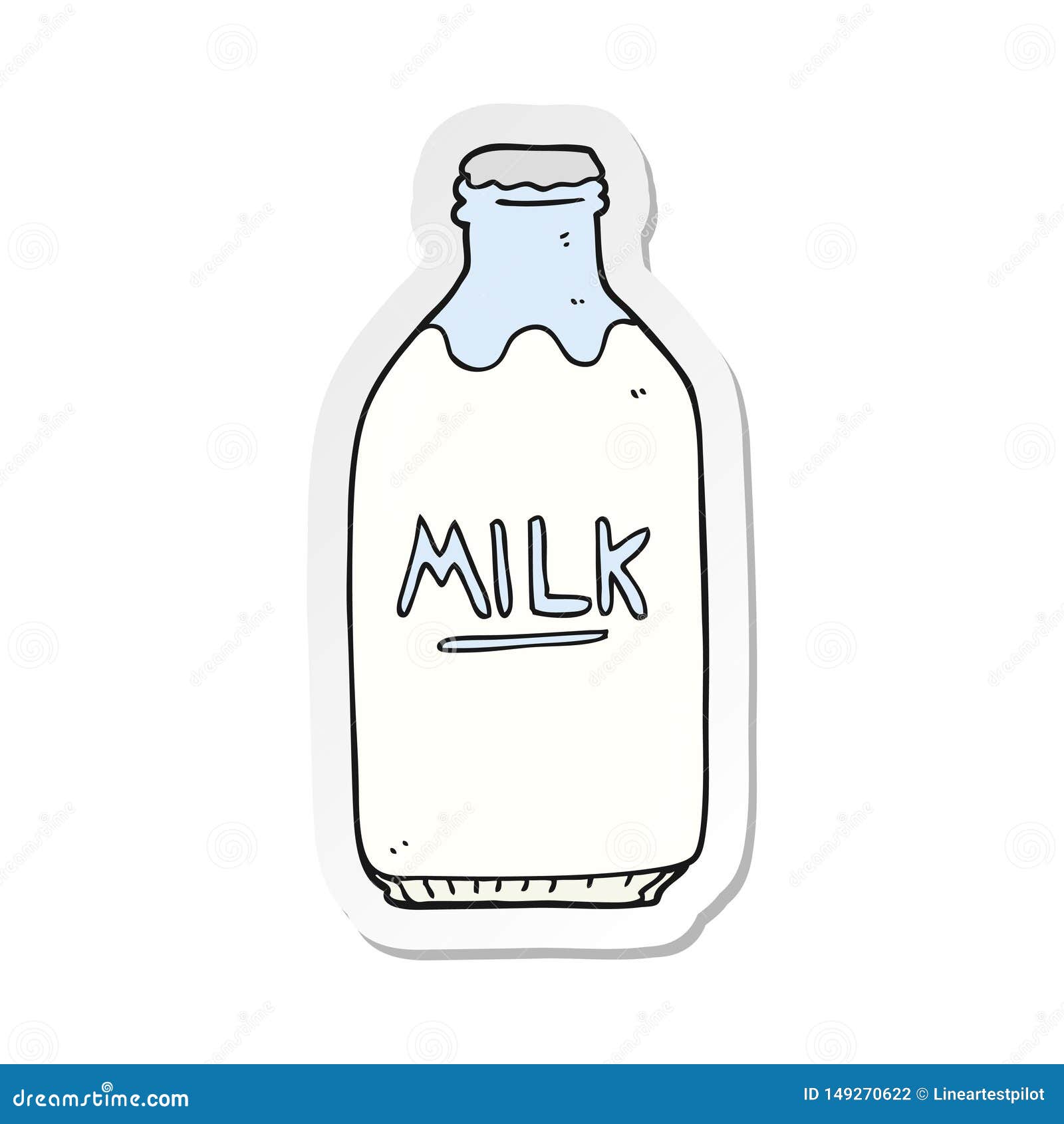 Sticker of a Cartoon Milk Bottle Stock Vector - Illustration of milk,  drawing: 149270622