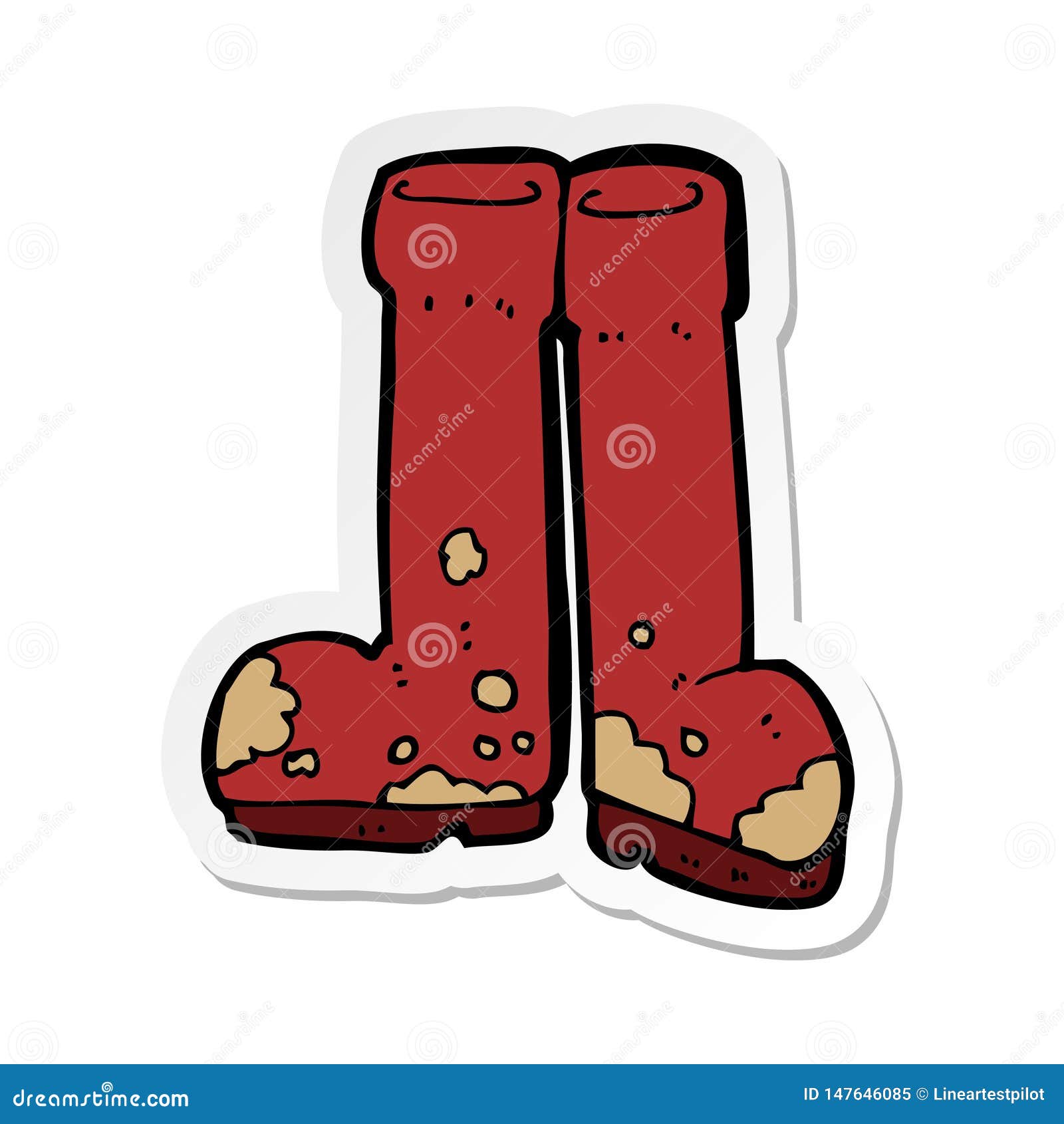 Sticker of a Cartoon Muddy Boots Stock Vector Illustration of rubber