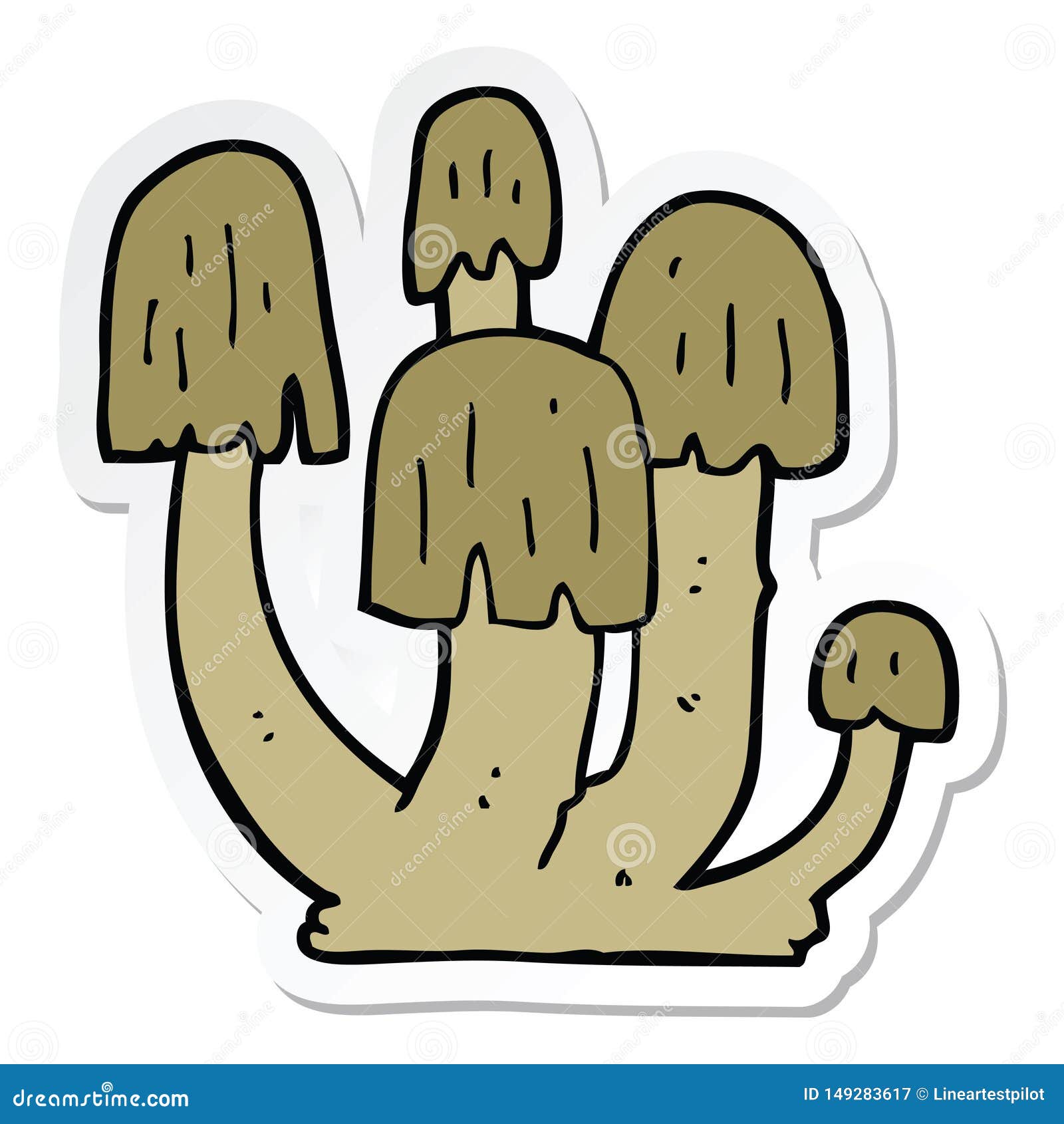 Sticker of a Cartoon Mushrooms Stock Vector Illustration of label, doodle 149283617