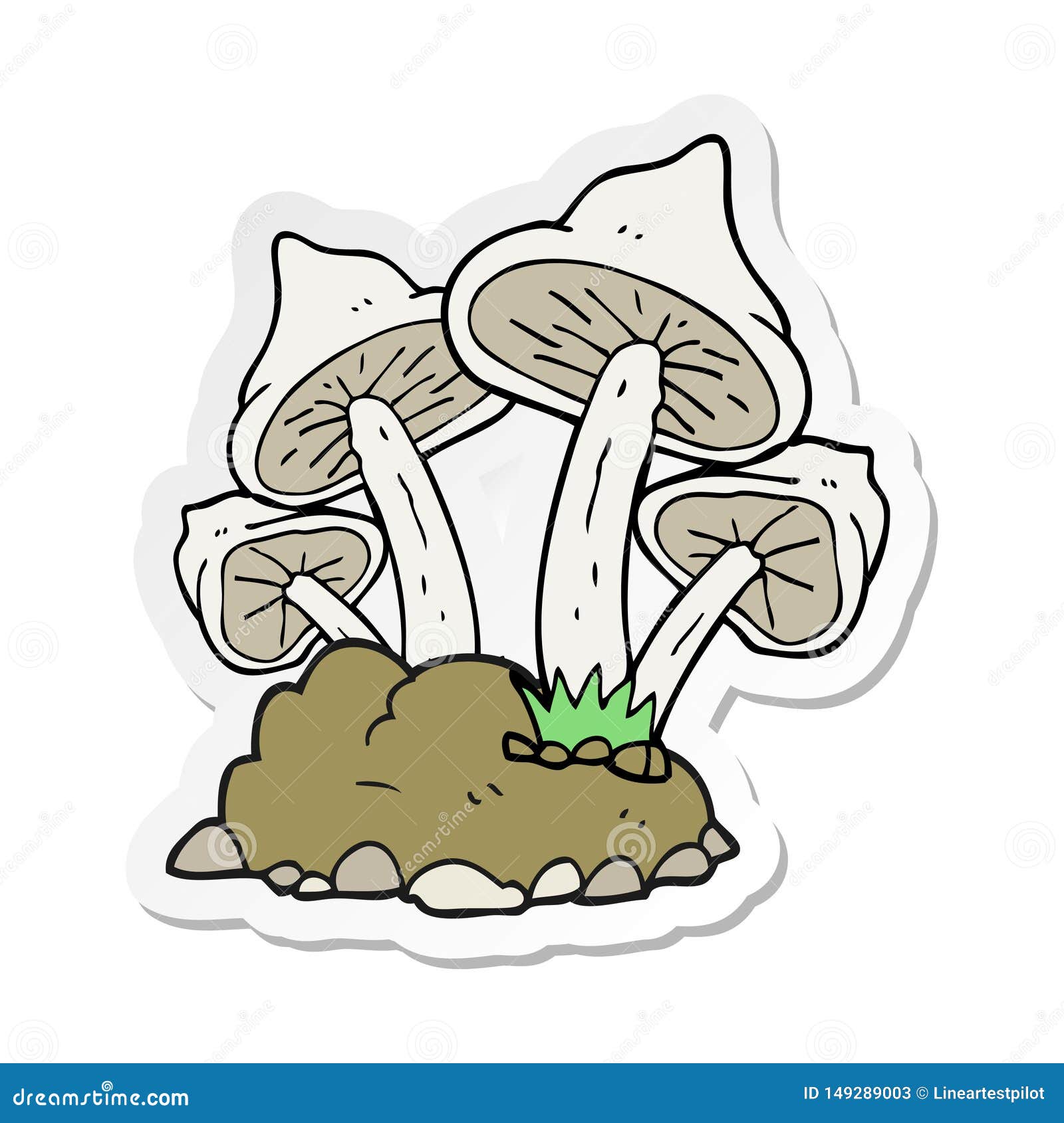 Sticker of a Cartoon Mushrooms Stock Vector Illustration of hand, nature 149289003