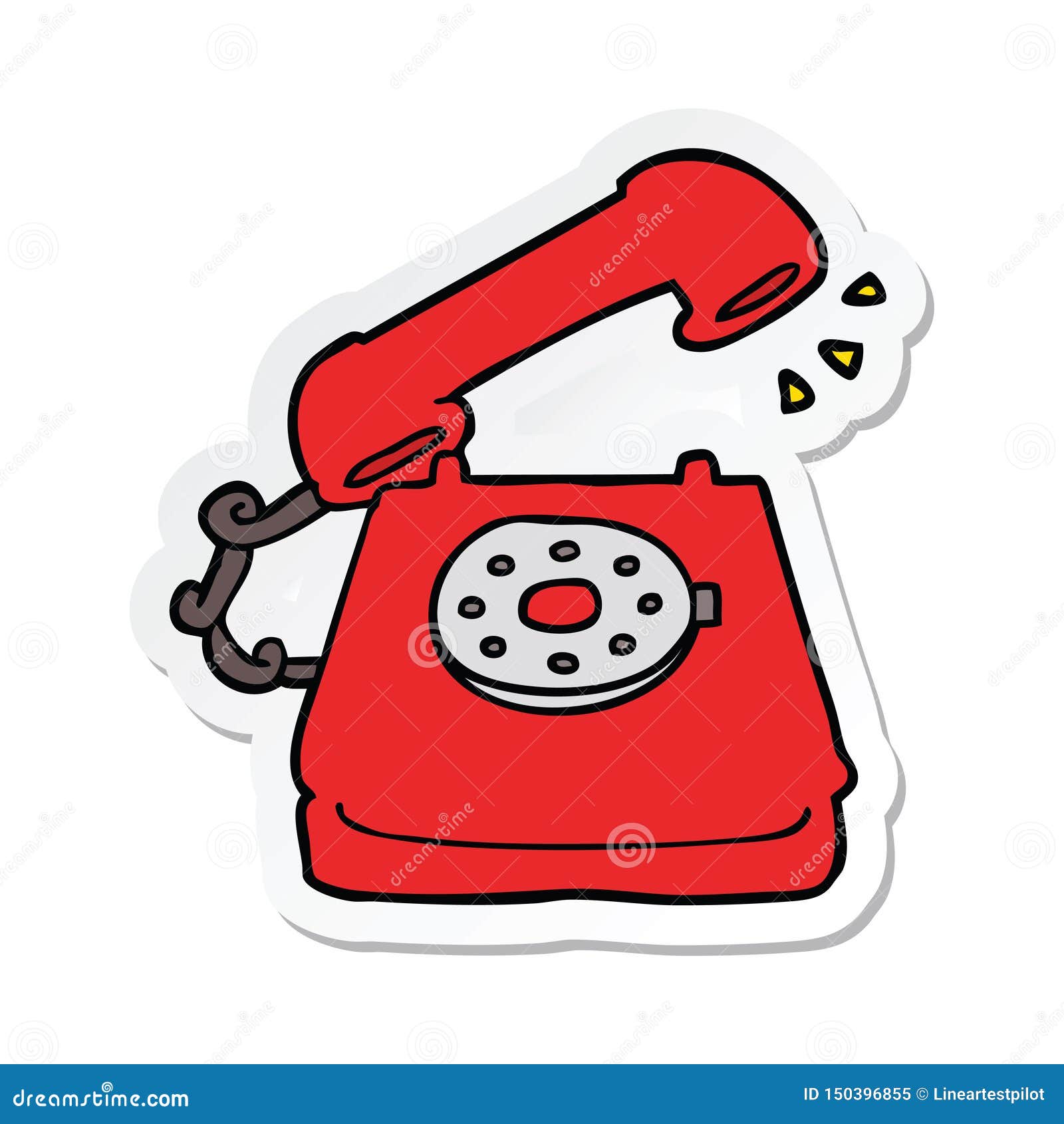 Sticker of a Cartoon Old Telephone Stock Vector - Illustration of cartoon,  artwork: 150396855