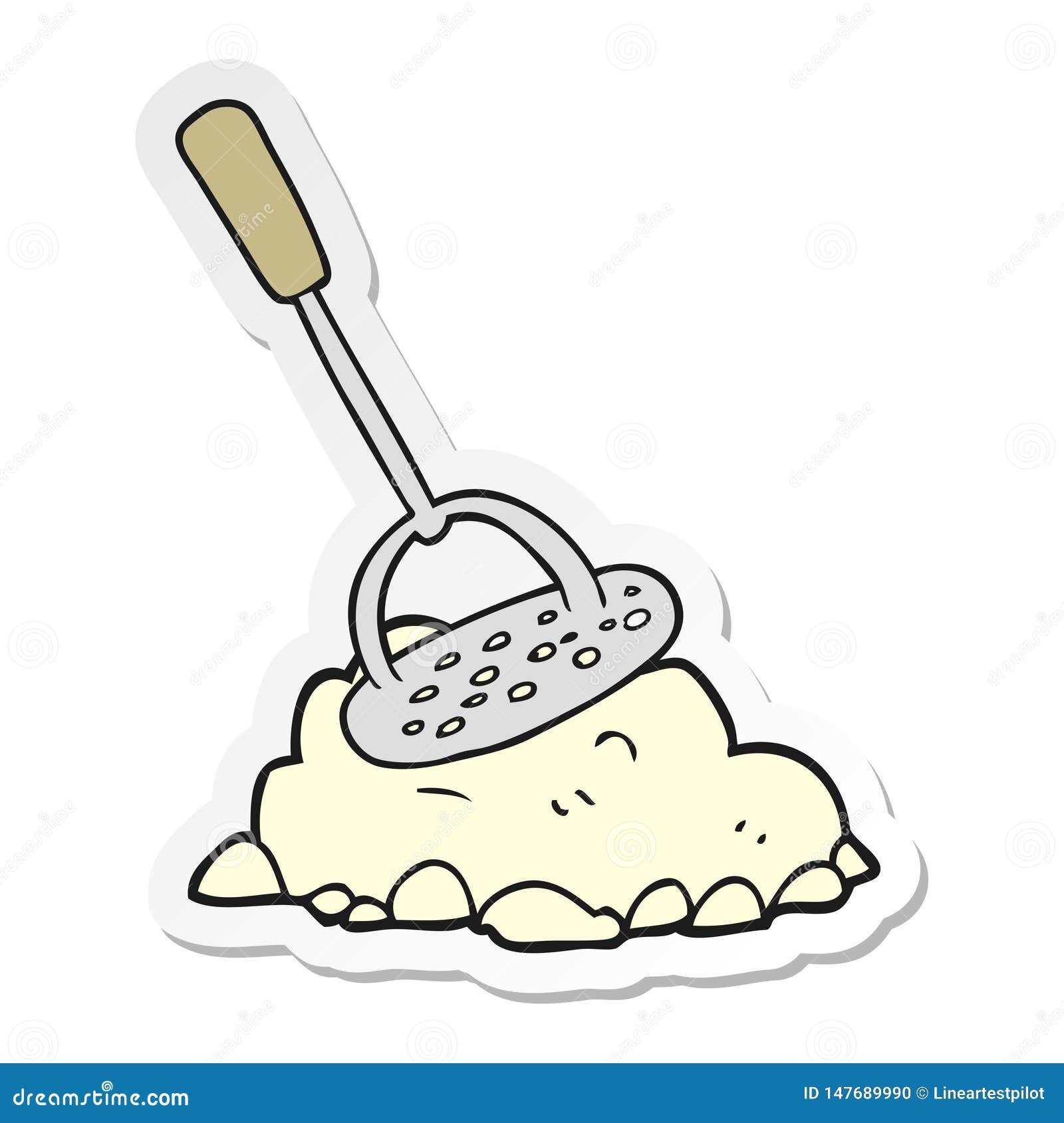 Sticker of a Cartoon Potato Masher Stock Vector Illustration of