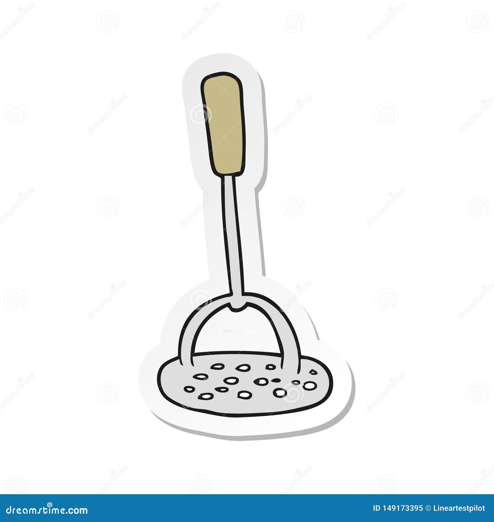 Sticker of a Cartoon Potato Masher Stock Vector Illustration of
