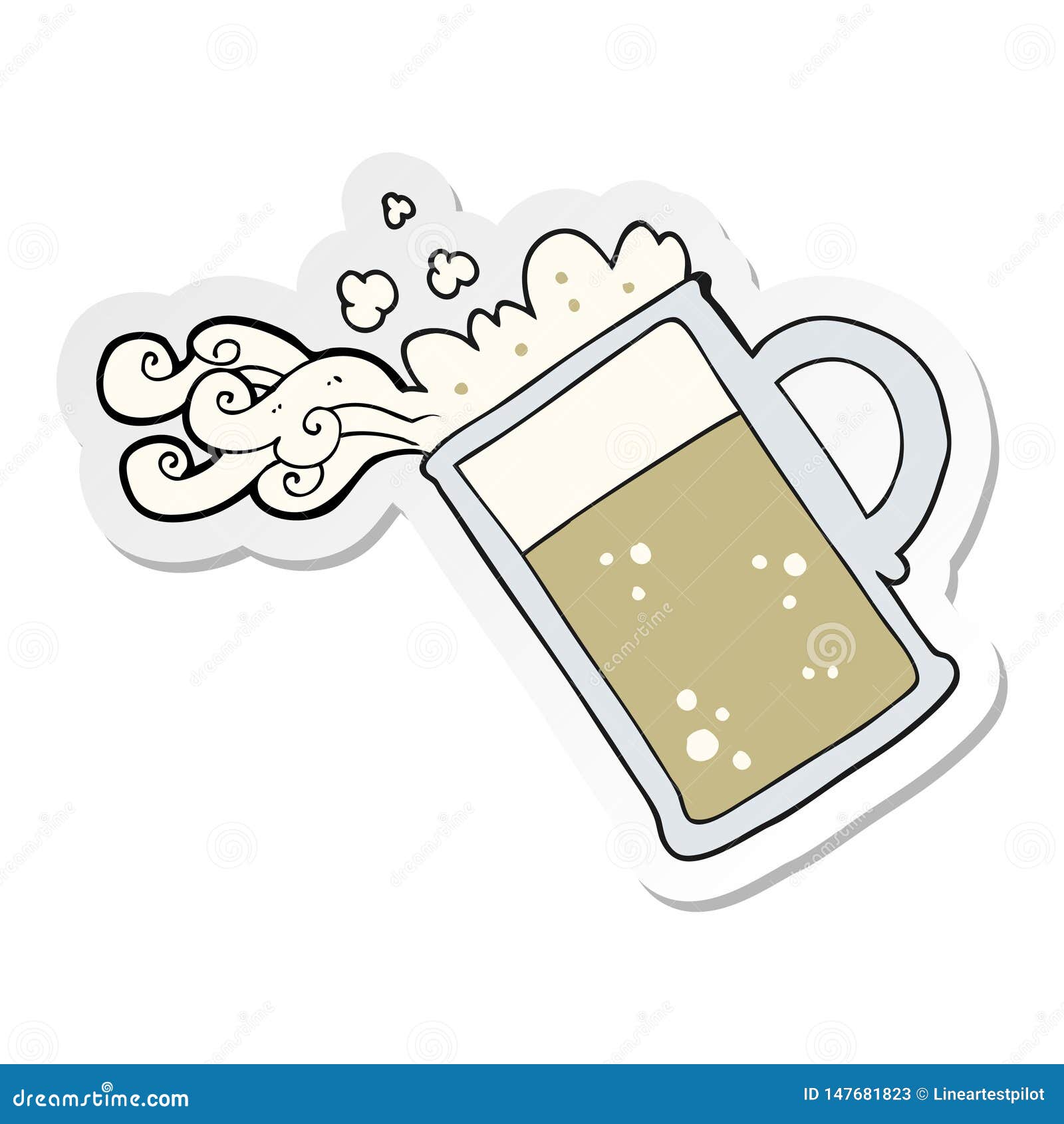 Sticker of a Cartoon Pouring Beer Stock Vector Illustration of lager
