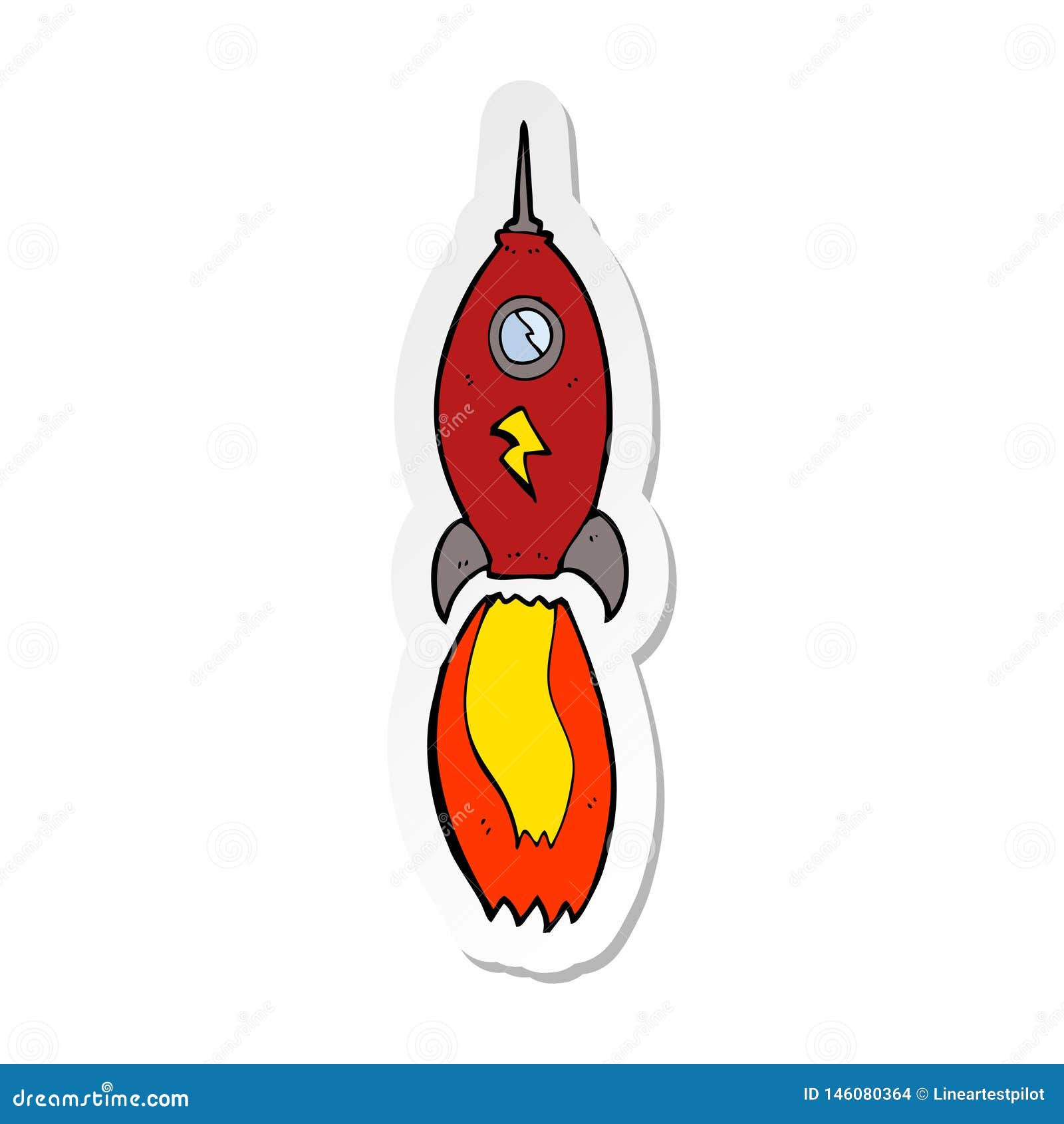 Sticker of a Cartoon Rocket Stock Vector - Illustration of space