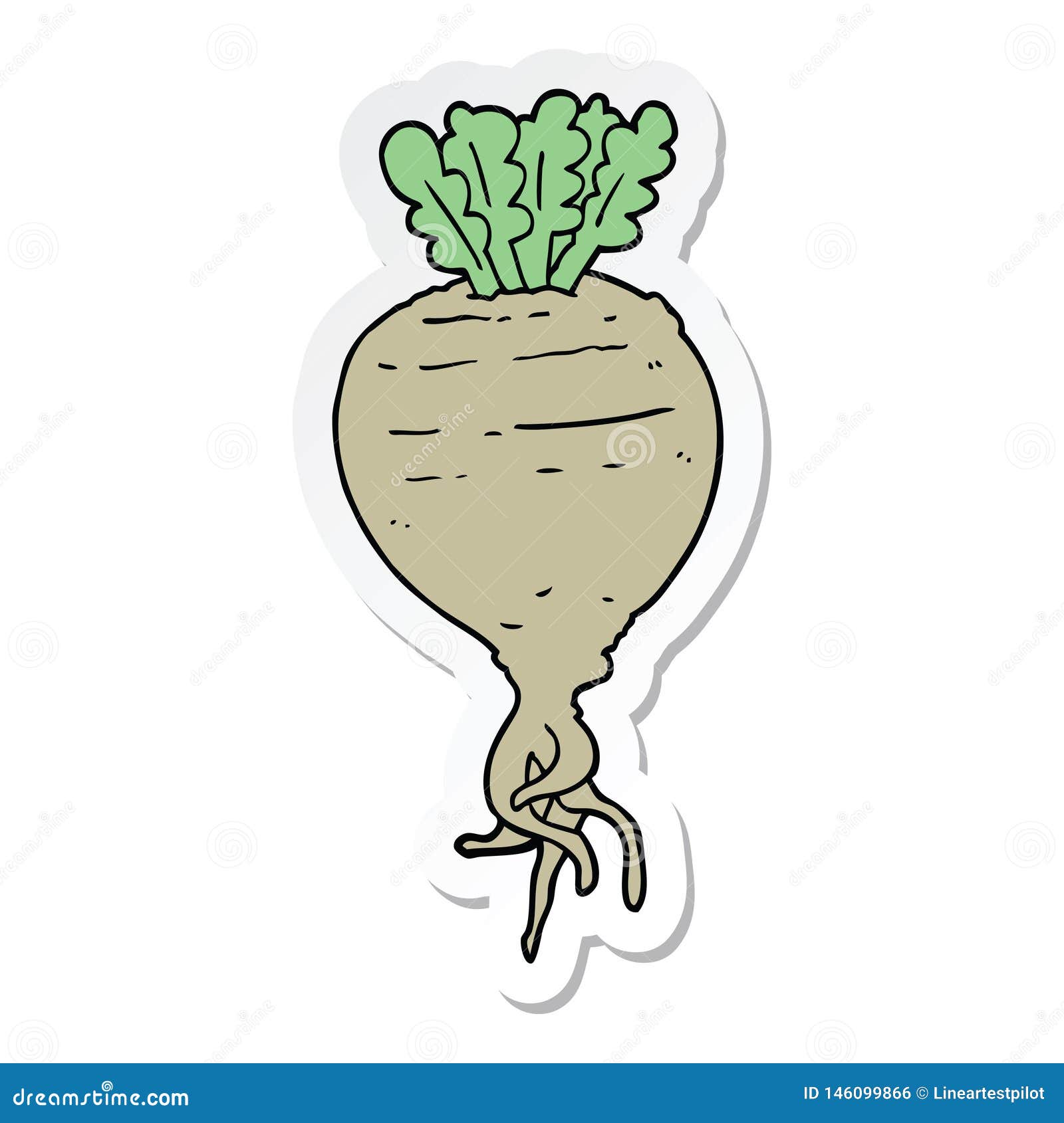 Sticker of a Cartoon Root Vegetable Stock Vector Illustration of hand