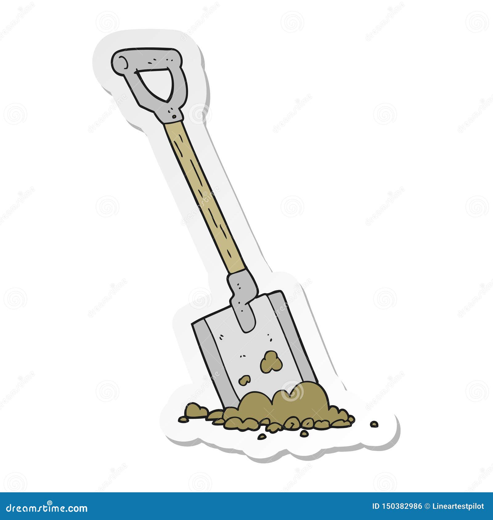 Sticker of a Cartoon Shovel in Dirt Stock Vector Illustration of