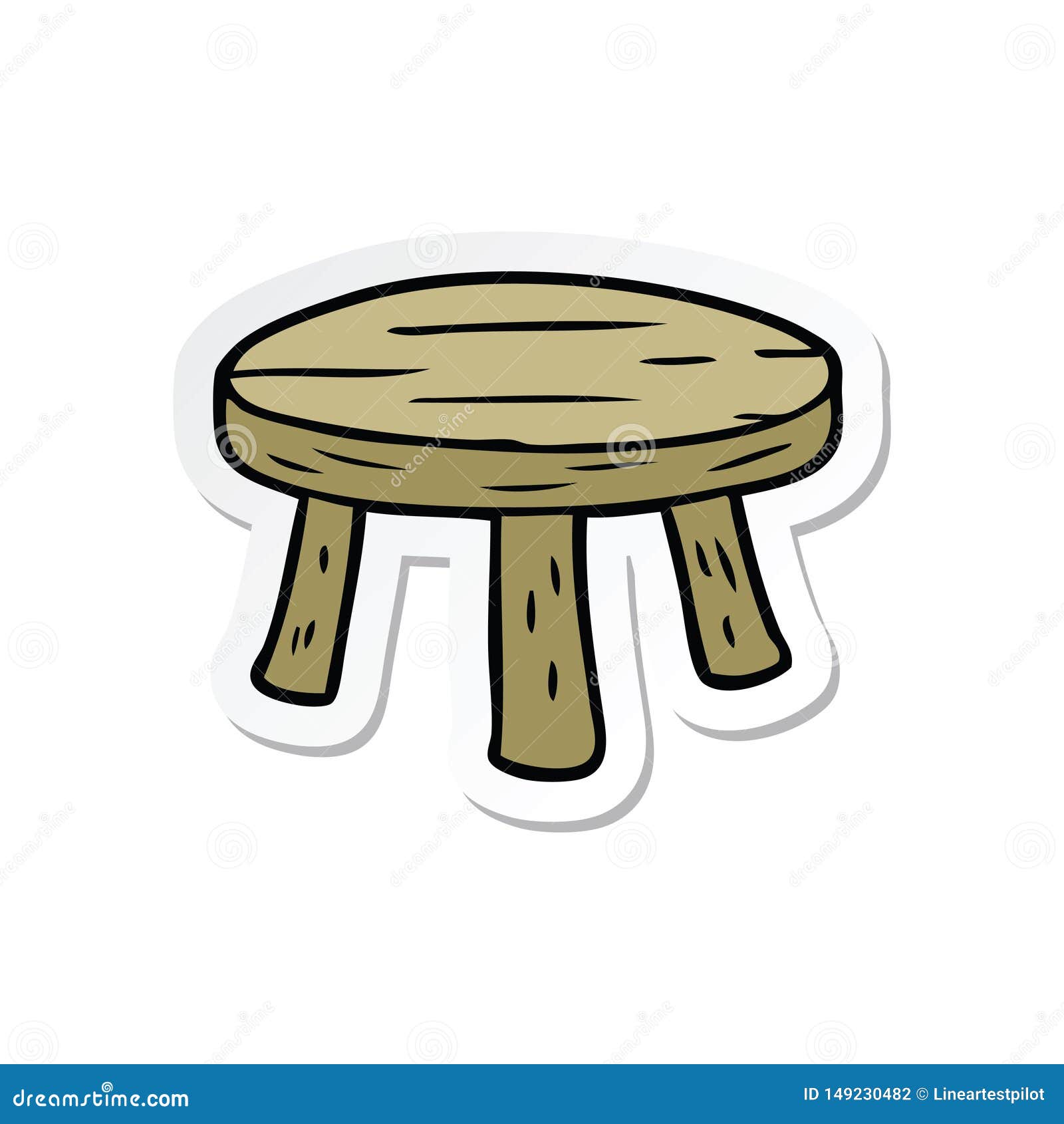 Sticker of a Cartoon Small Stool Stock Vector Illustration of