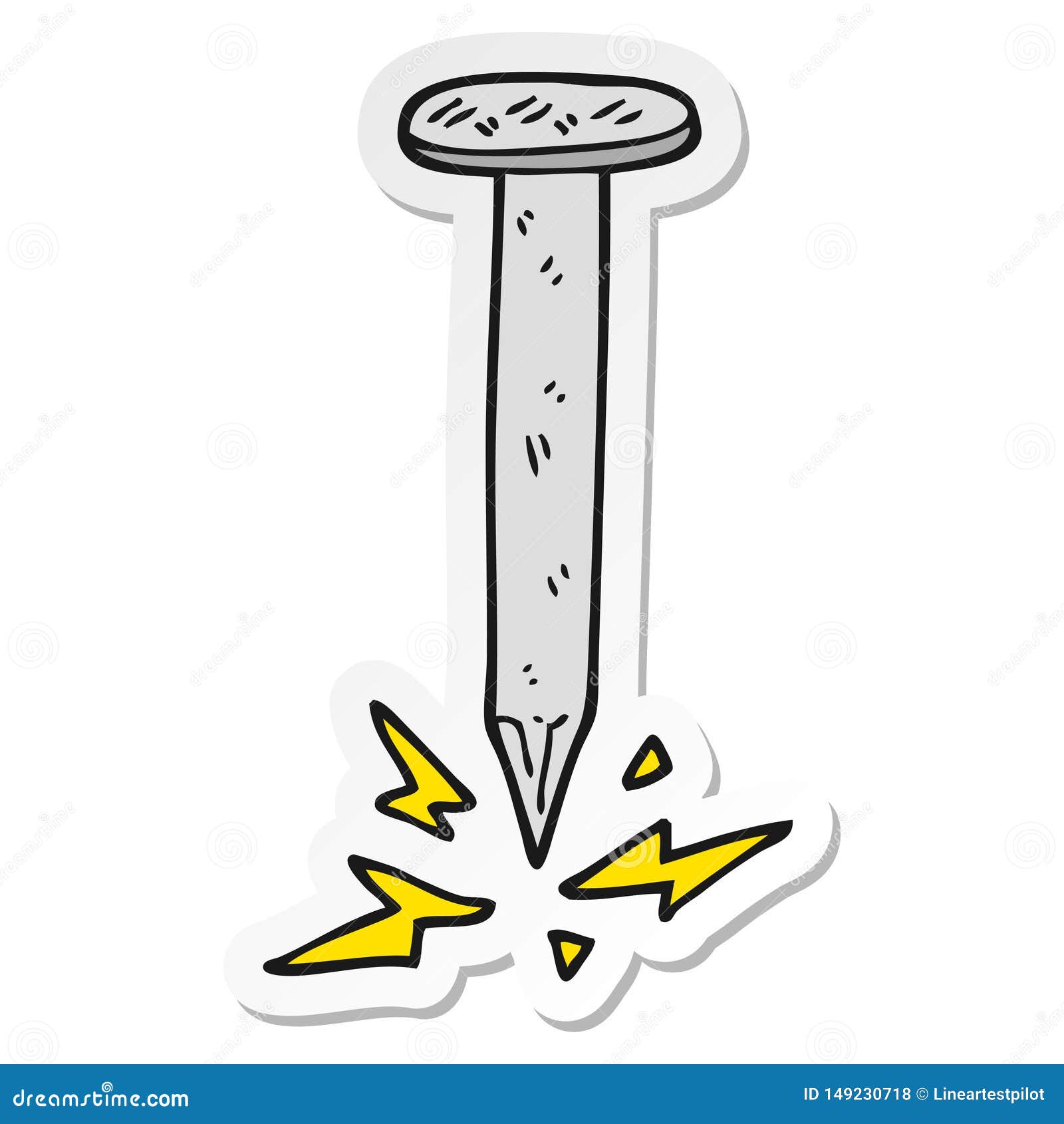 Sticker of a Cartoon Struck Nail Stock Vector - Illustration of crazy ...