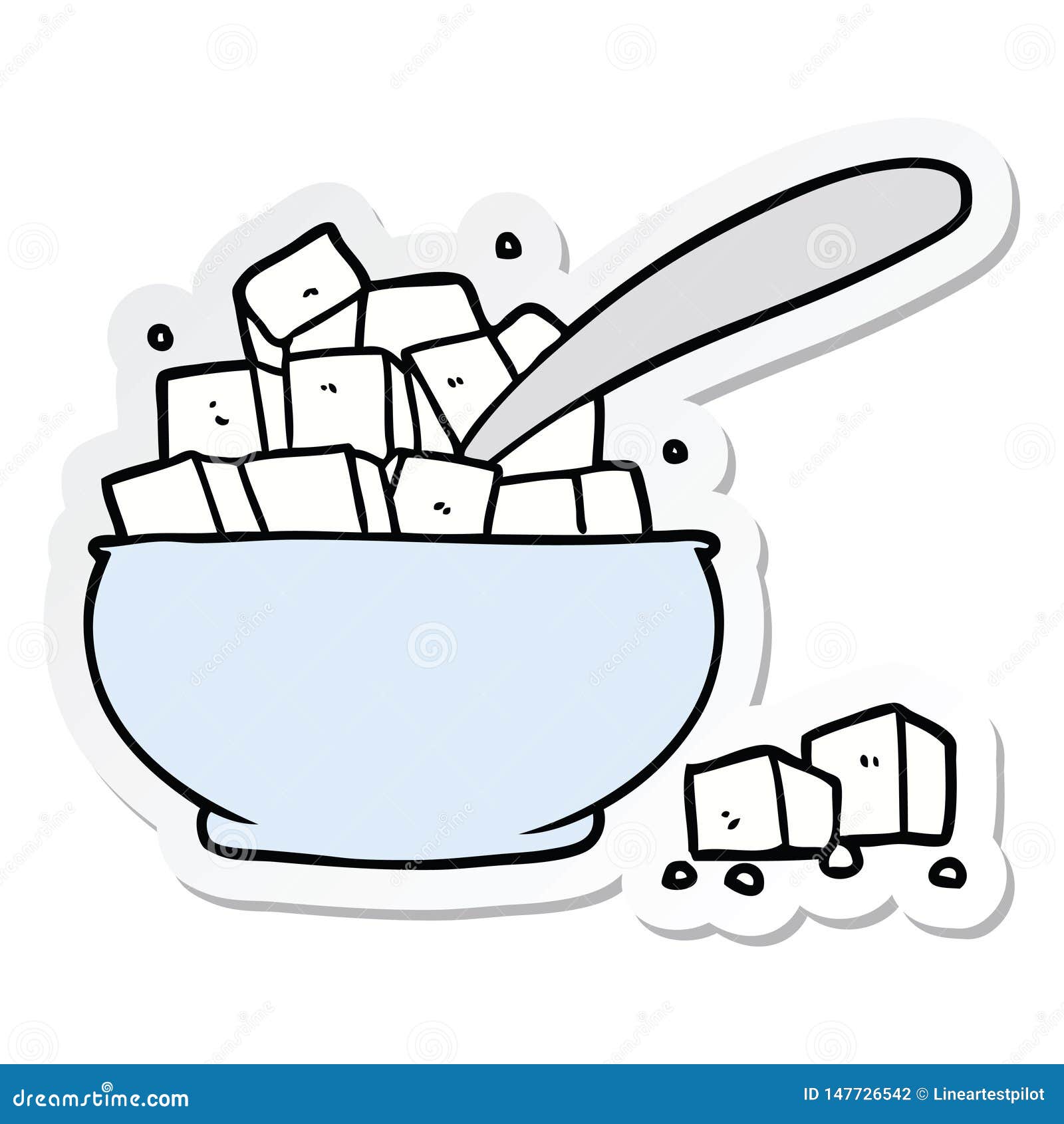 Sticker of a Cartoon Sugar Bowl Stock Vector - Illustration of character,  sugar: 147726542