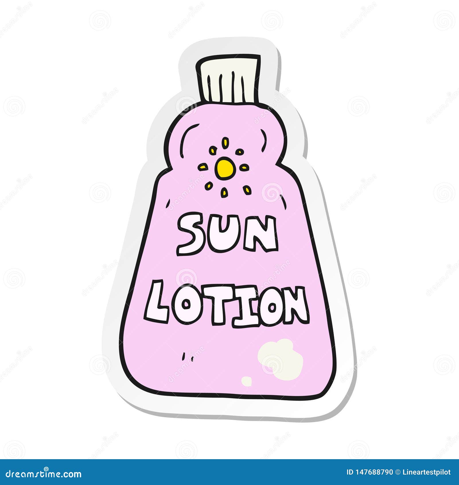 Sticker of a Cartoon Sun Lotion Stock Vector Illustration of freehand, funny 147688790