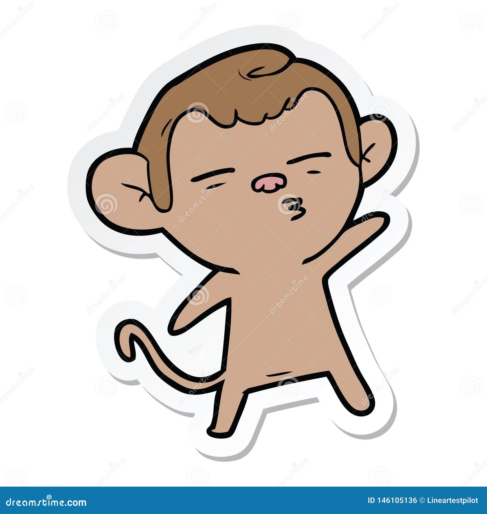 Sticker of a Cartoon Suspicious Monkey Stock Vector - Illustration of ...