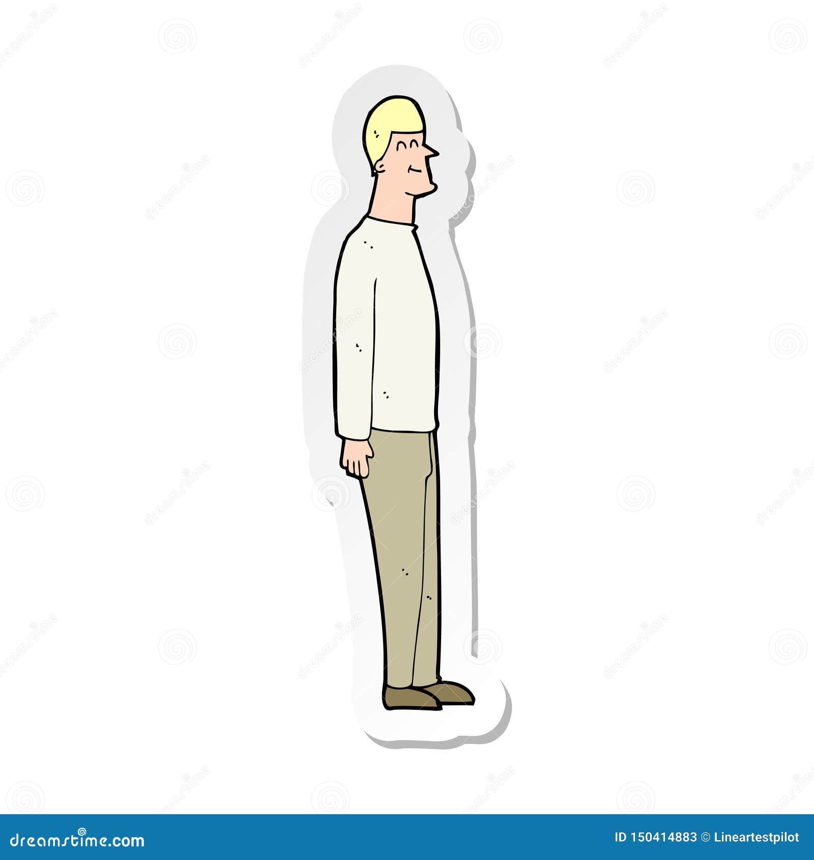 Sticker of a Cartoon Tall Man Stock Vector - Illustration of quirky, hand:  150414883