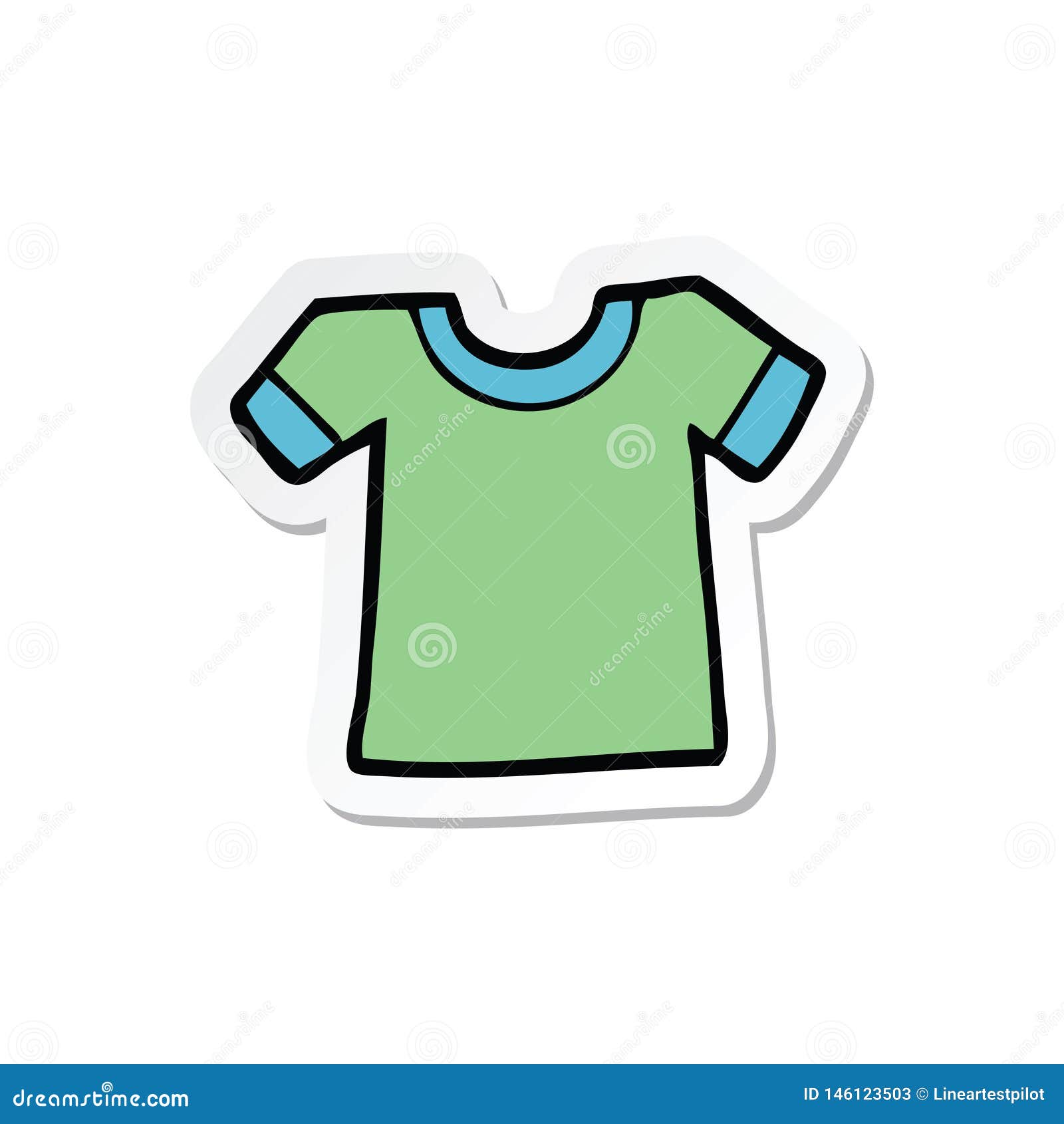 Sticker of a Cartoon Tee Shirt Stock Vector - Illustration of freehand ...