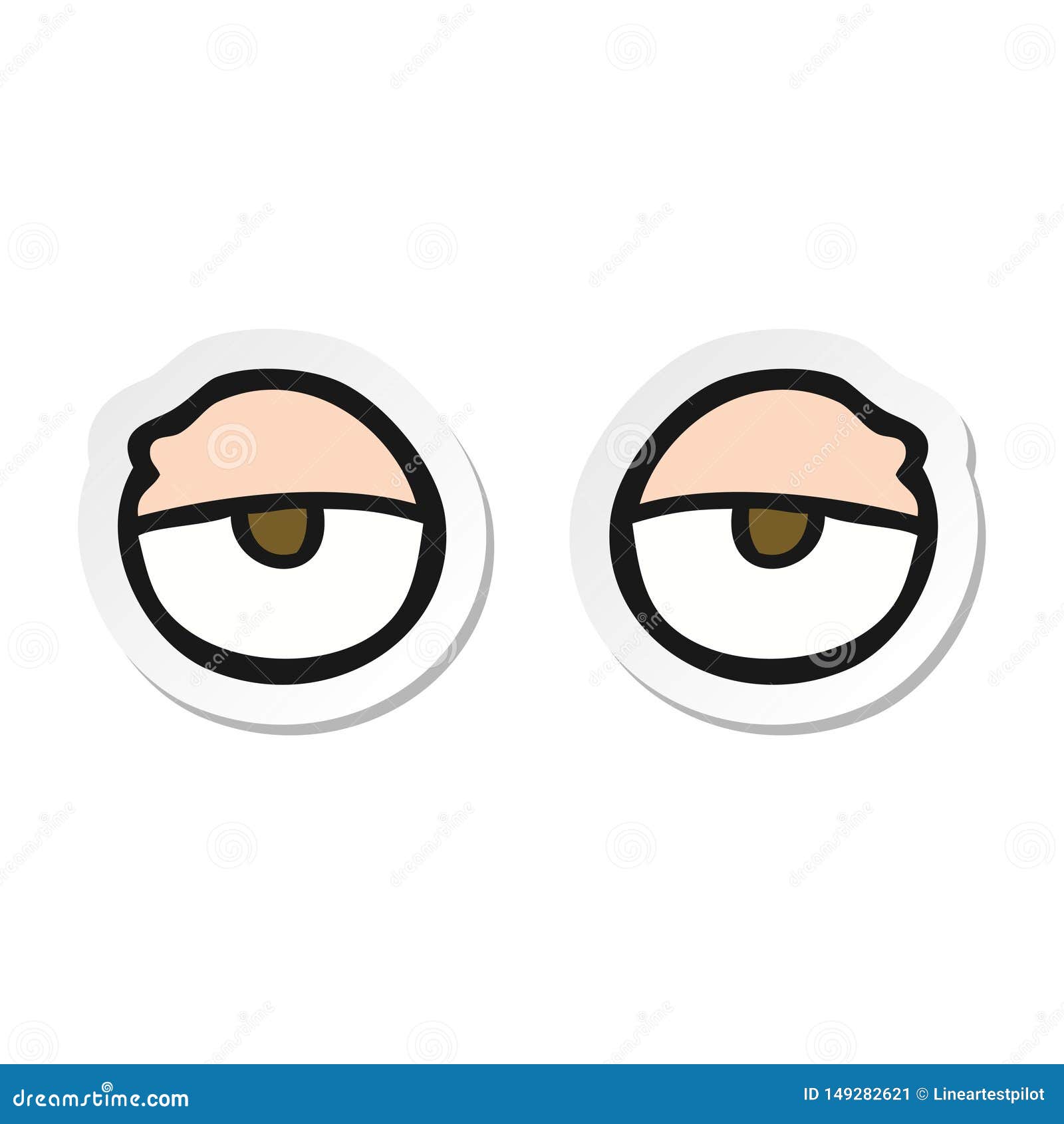 Sticker Of A Cartoon Tired Eyes Stock Vector Illustration Of Sticker